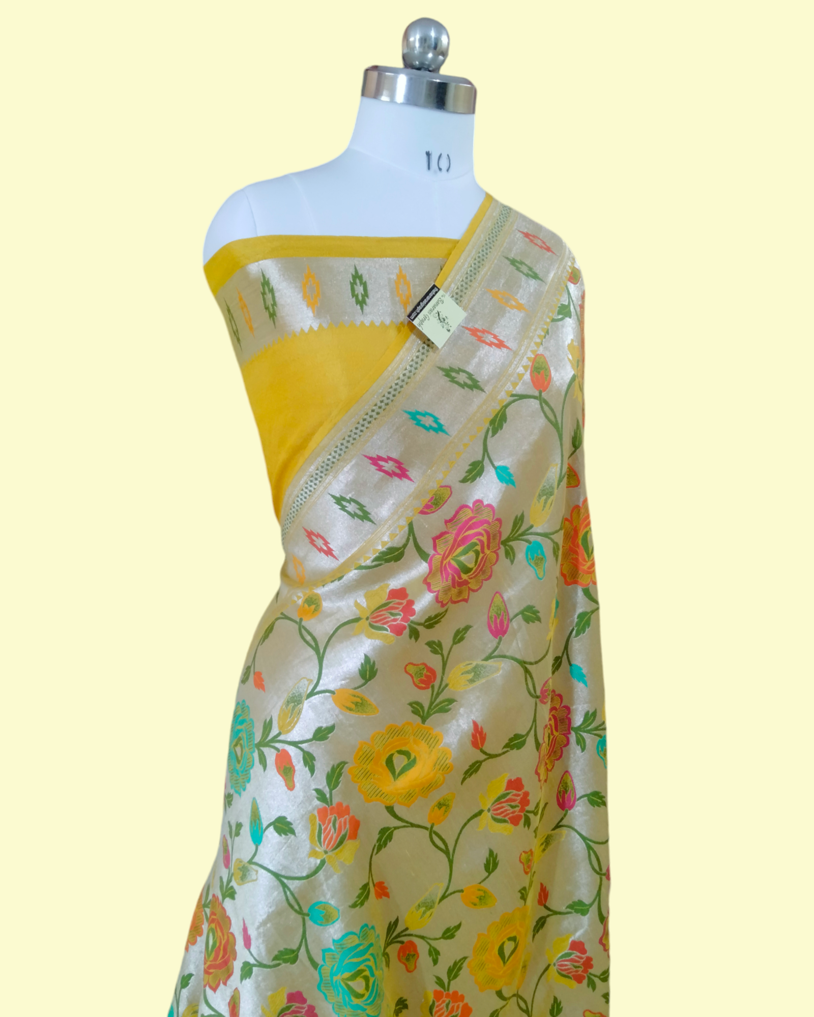 Pure Tussar Georgette Handloom Silk All Over Jaal Work with Meenakari - Banarasi Saree