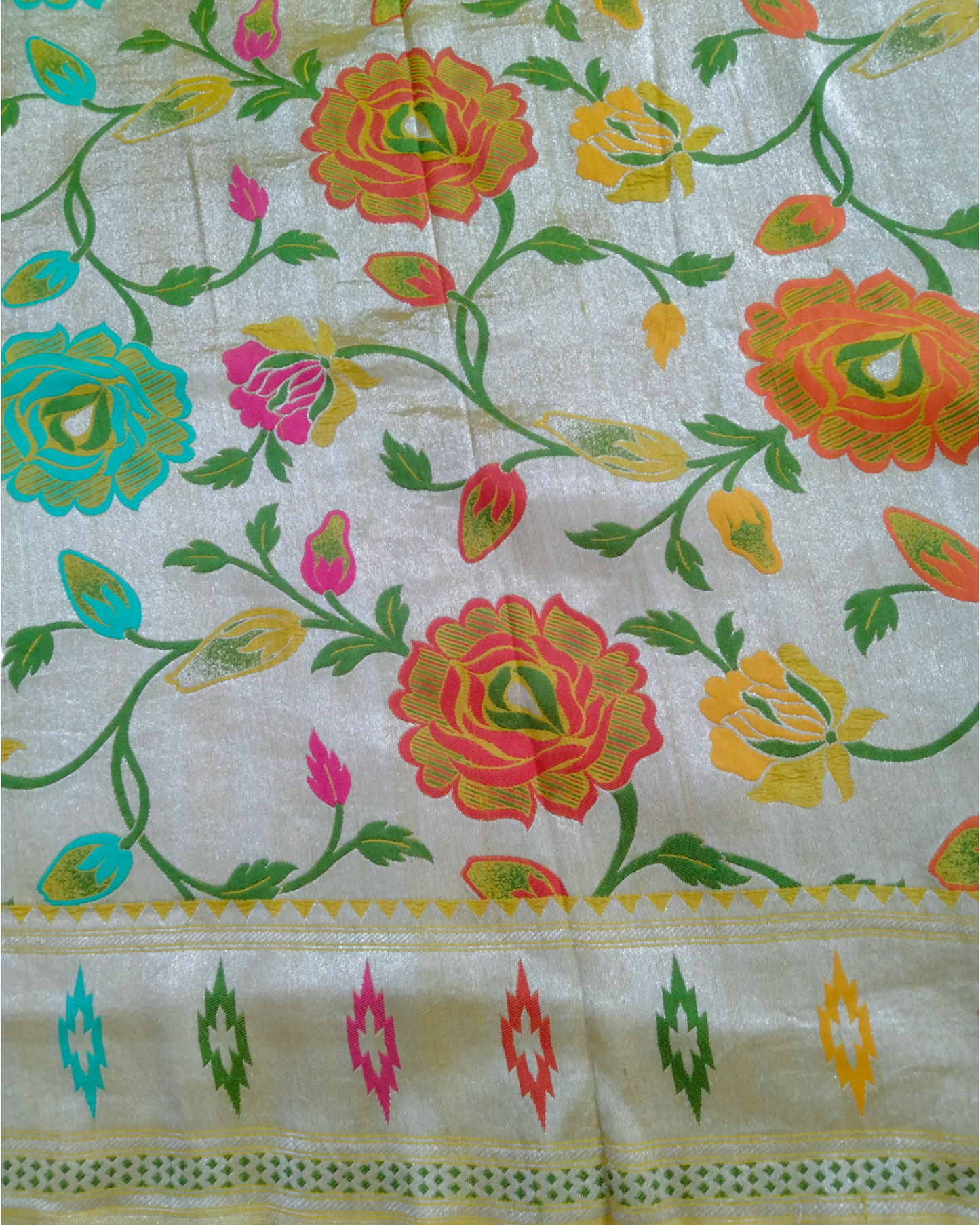 Pure Tussar Handloom All Over Jaal Work with Meenakari Banarasi Saree
