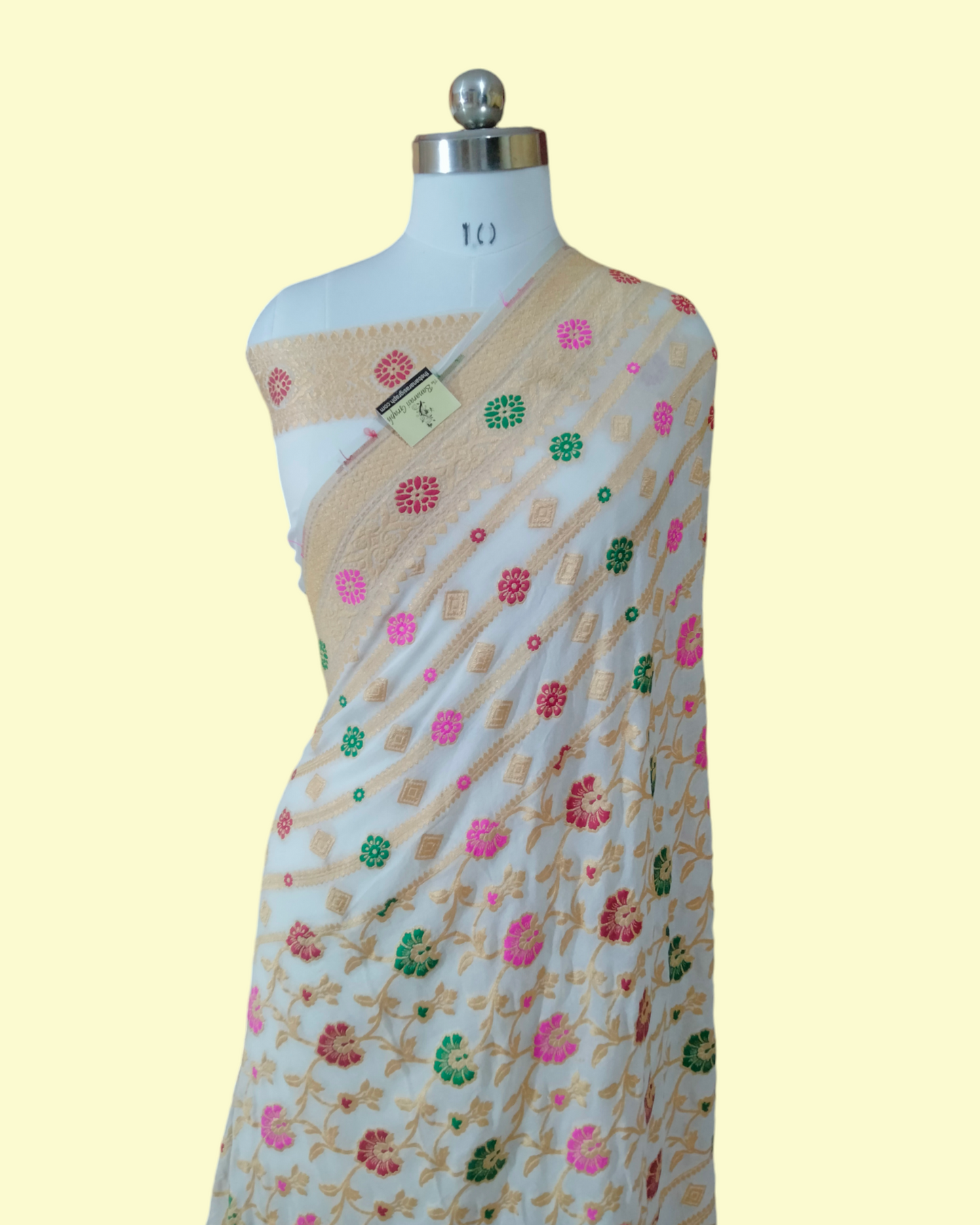 Pure Chiffon Georgette Handloom - All Over Jaal Work with Meenakari Banarasi Saree