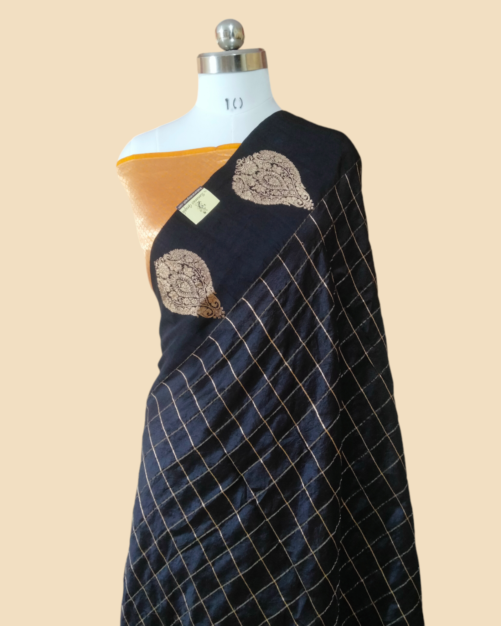 Black Pure Raw Mango Kadhua Silk - Banarasi Saree