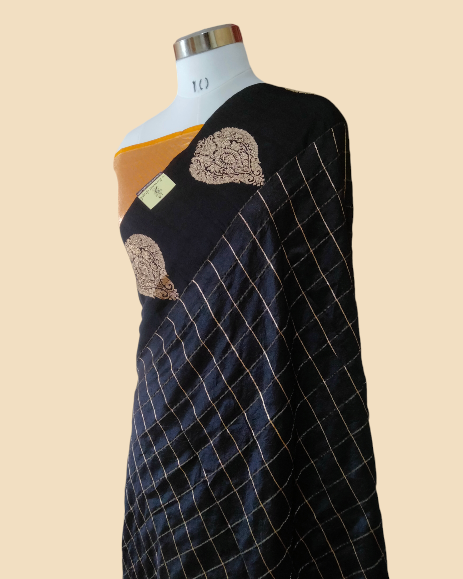 Black Pure Raw Mango Kadhua Silk - Banarasi Saree