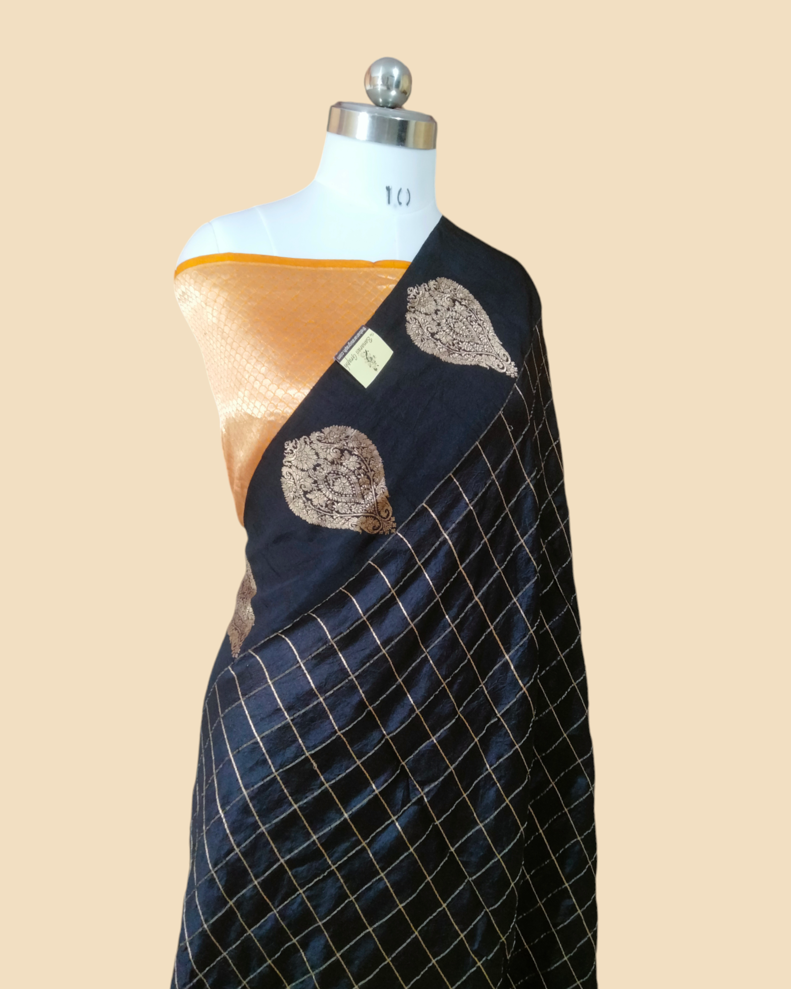 Black Pure Raw Mango Kadhua Silk - Banarasi Saree