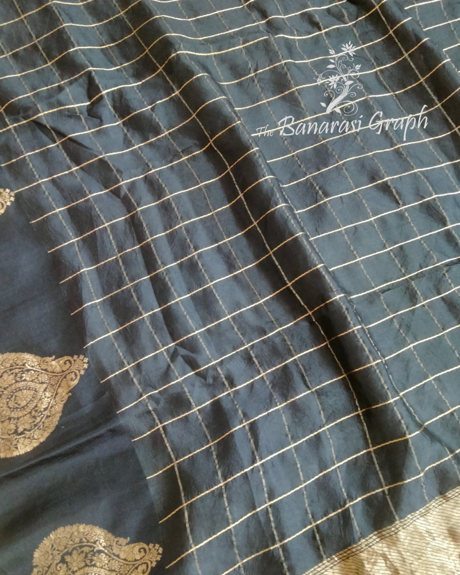 Black Pure Raw Mango Kadhua Silk - Banarasi Saree