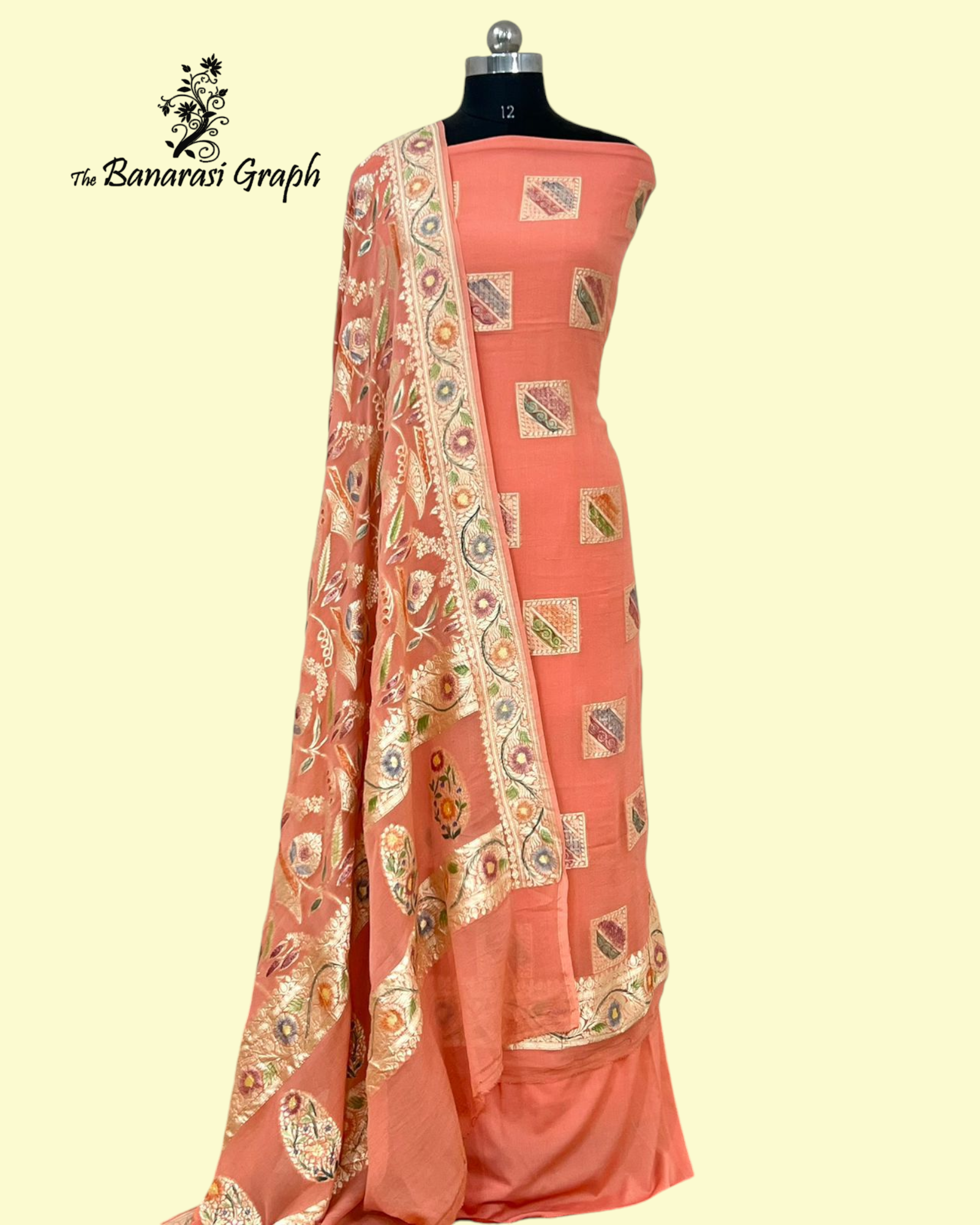 Pure Khaddi Georgette Handloom 3 pcs suit