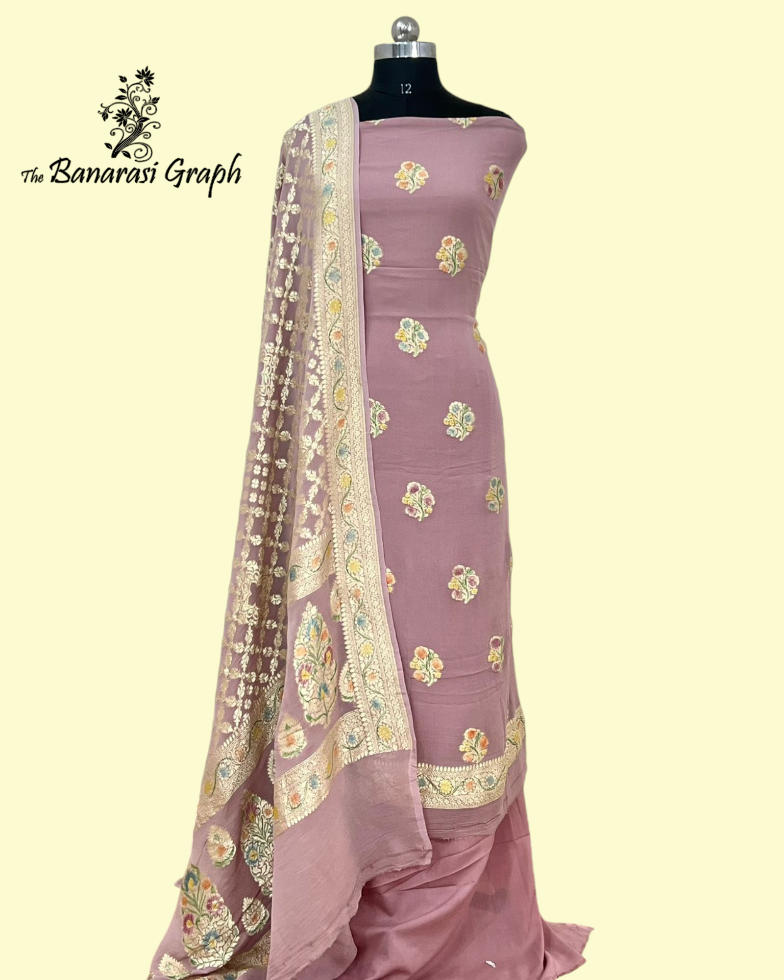Pure Khaddi Georgette Handloom 3 pcs suit