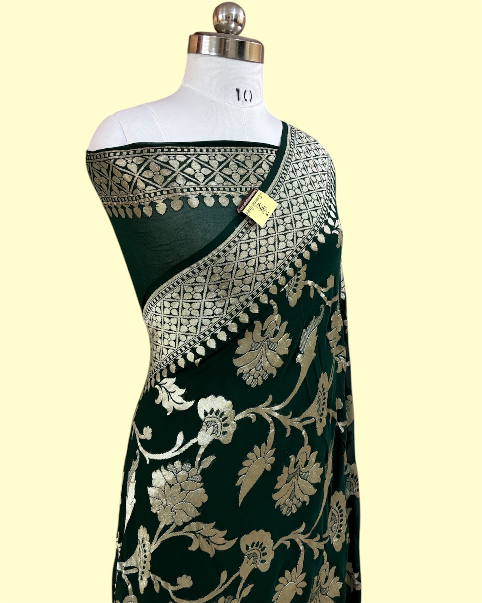 Khaddi Georgette Water Zari - All Over Jaal Work Pure Banarasi Saree
