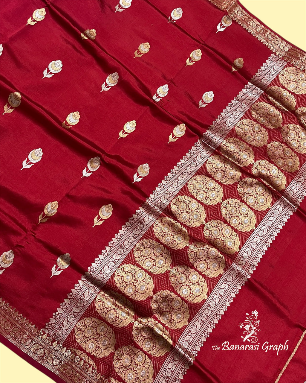Pure Raw Mango Handloom Silk - Kadhua Motifs Sona Rupa Banarasi Saree