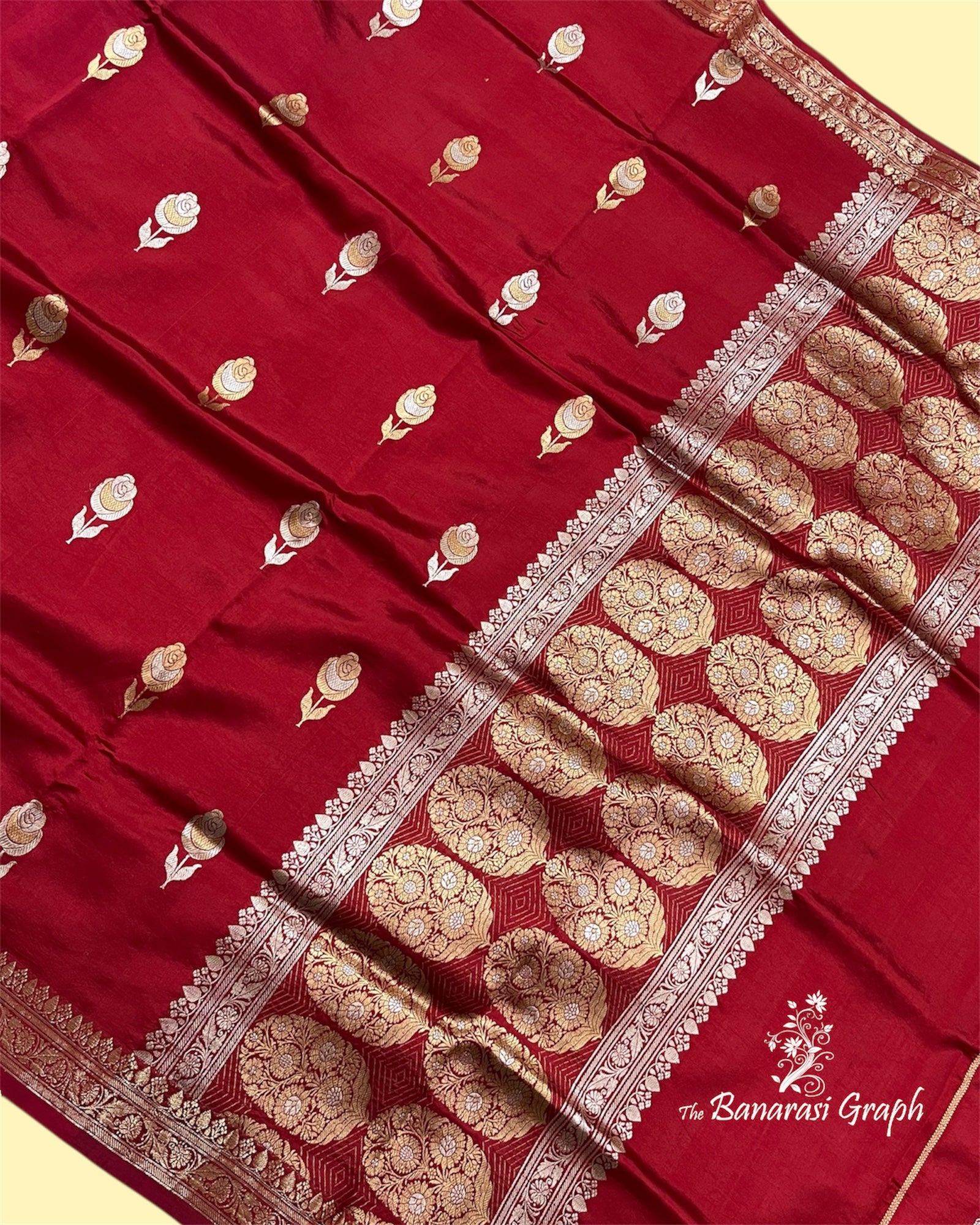Pure Raw Mango Handloom Silk - Kadhua Motifs Sona Rupa Banarasi Saree