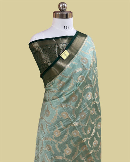 Pure Chiniya Silk - All Over Jaal Work Banarasi Saree