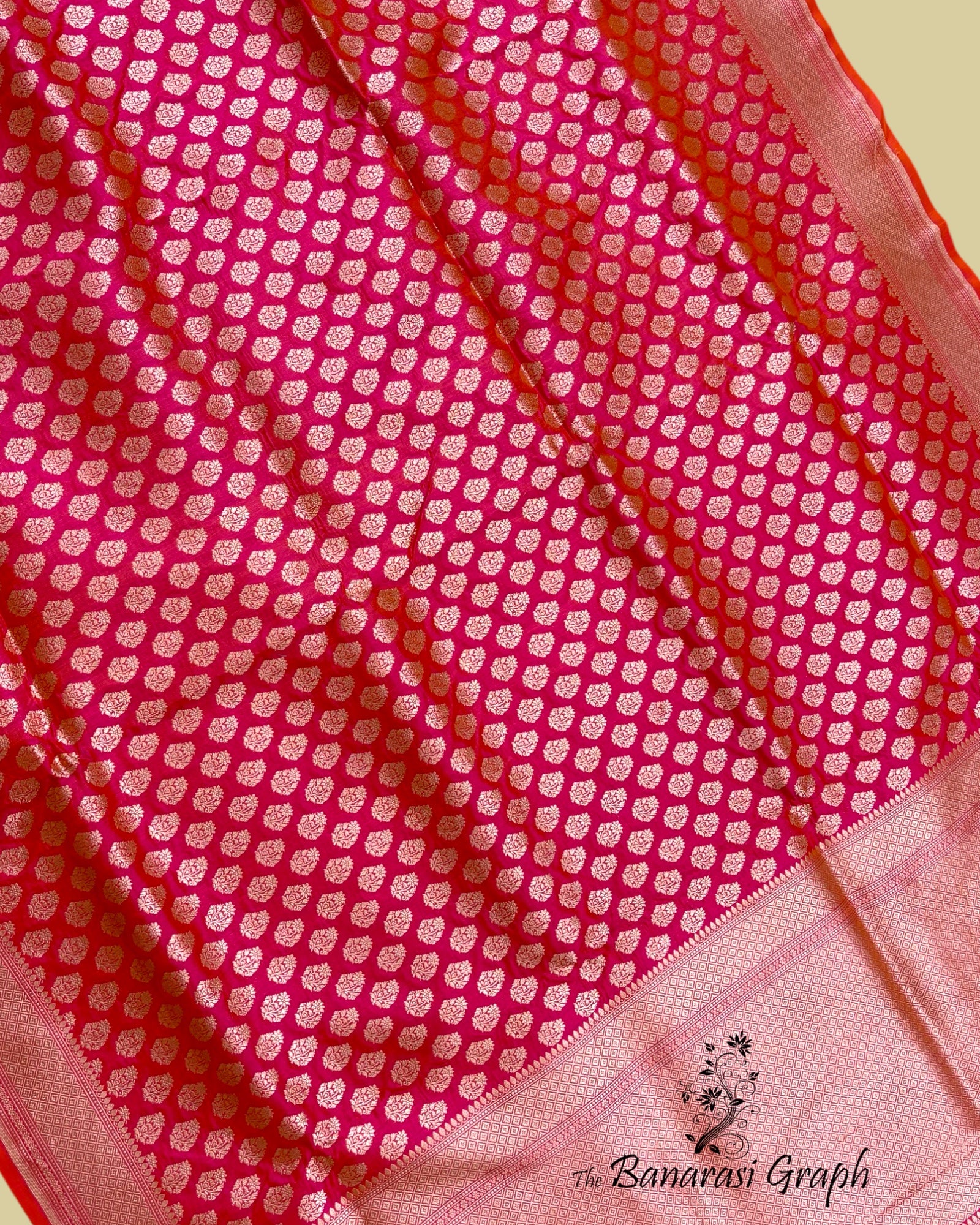 Pink Pure Katan Handloom Silk - All Over Booti Work Banarasi Saree