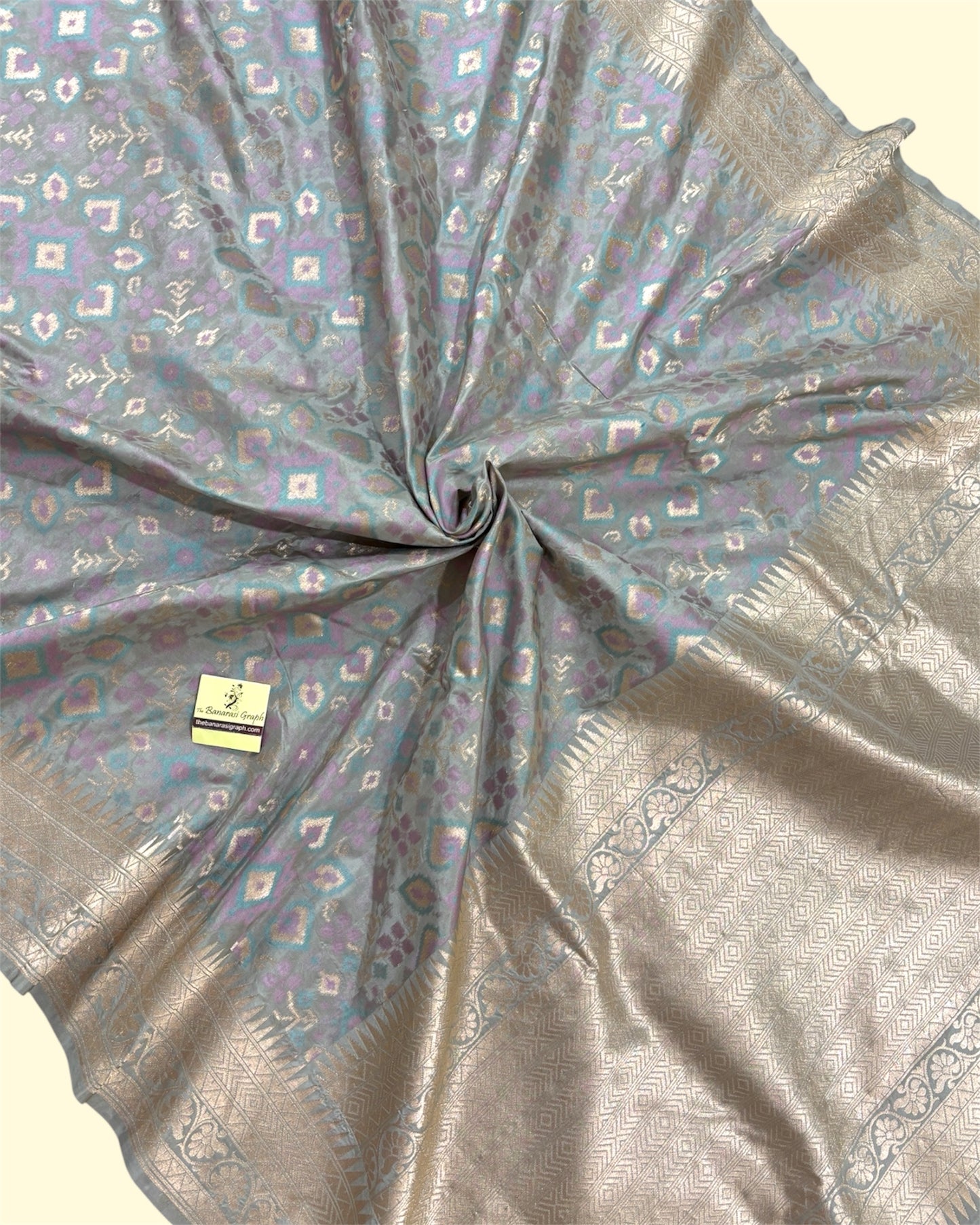 Grey Pure Katan Handloom Silk - All Over Jaal Work With Meenakari Banarasi Saree