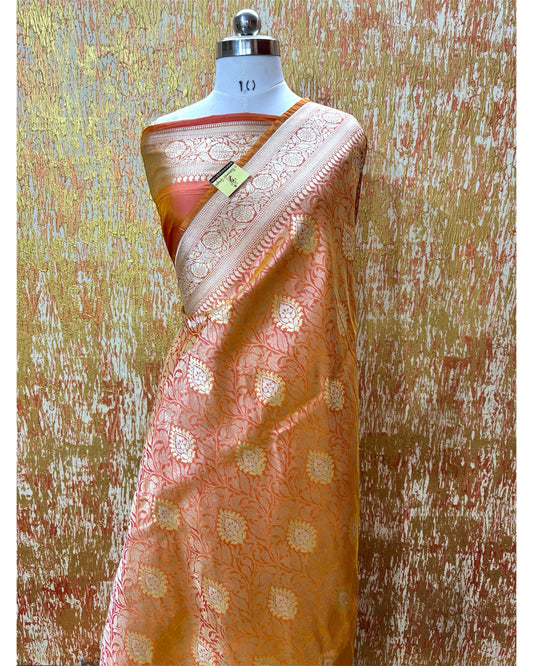Pure Katan Handloom Silk - All Over Jaal Work with Meenakari Banarasi Saree