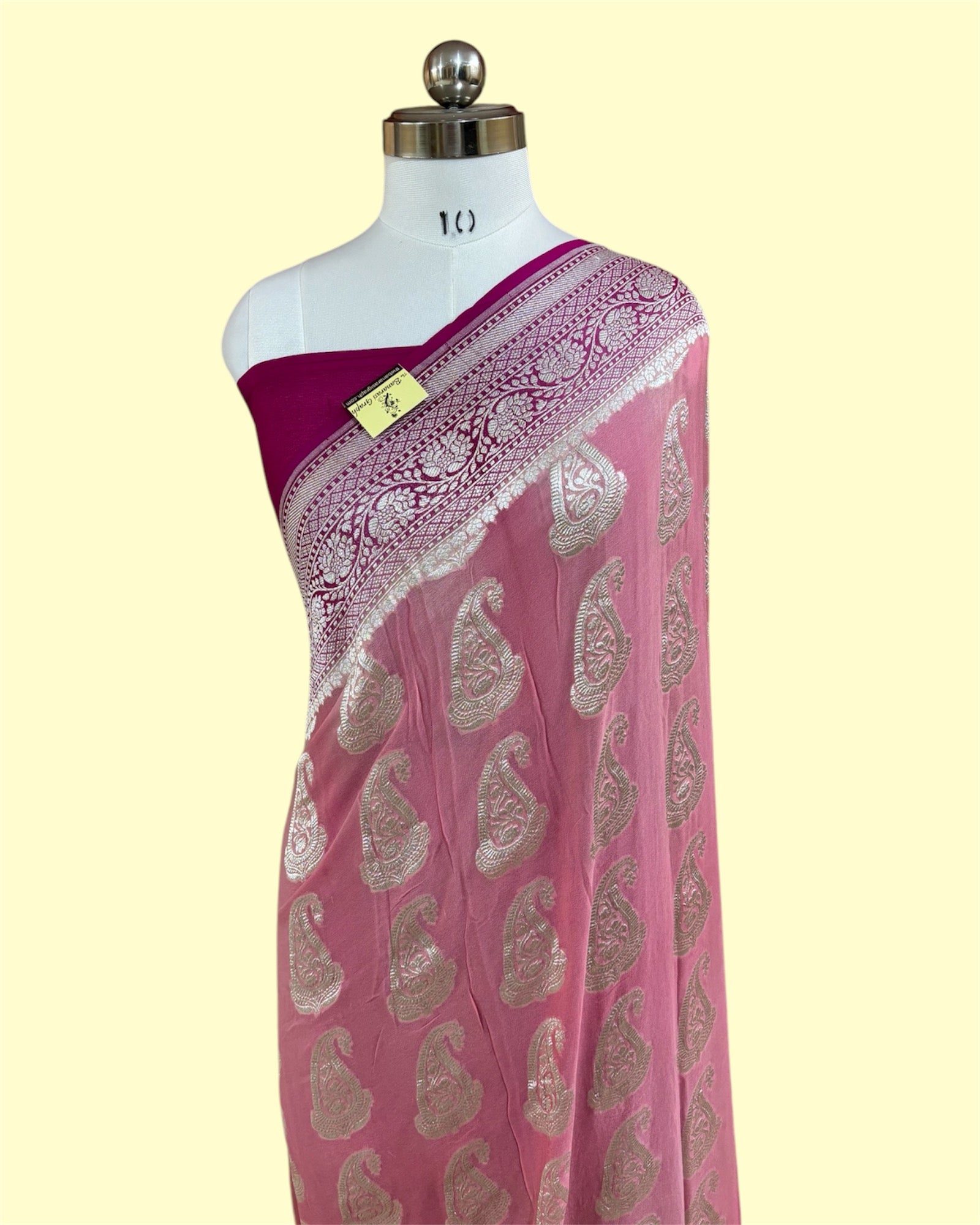 Khaddi Georgette Water Zari - All Over Boota Work Pure Banarasi Saree