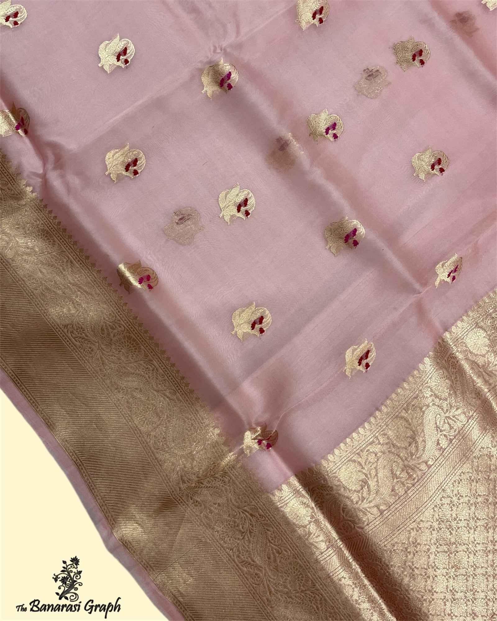 Pure Kora Handloom Silk - Kadhua Motifs with Meenakari Banarasi Saree