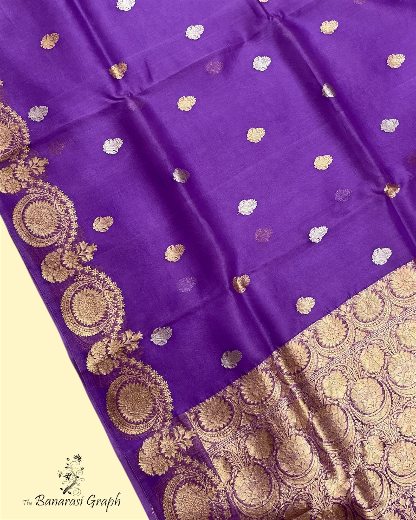 Pure Kora Handloom Silk - Kadhua Motifs Sona Rupa Banarasi Saree