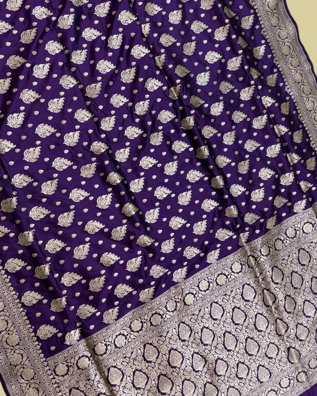 Violet Pure Katan Handloom Silk - All Over Jaal Work Banarasi Saree