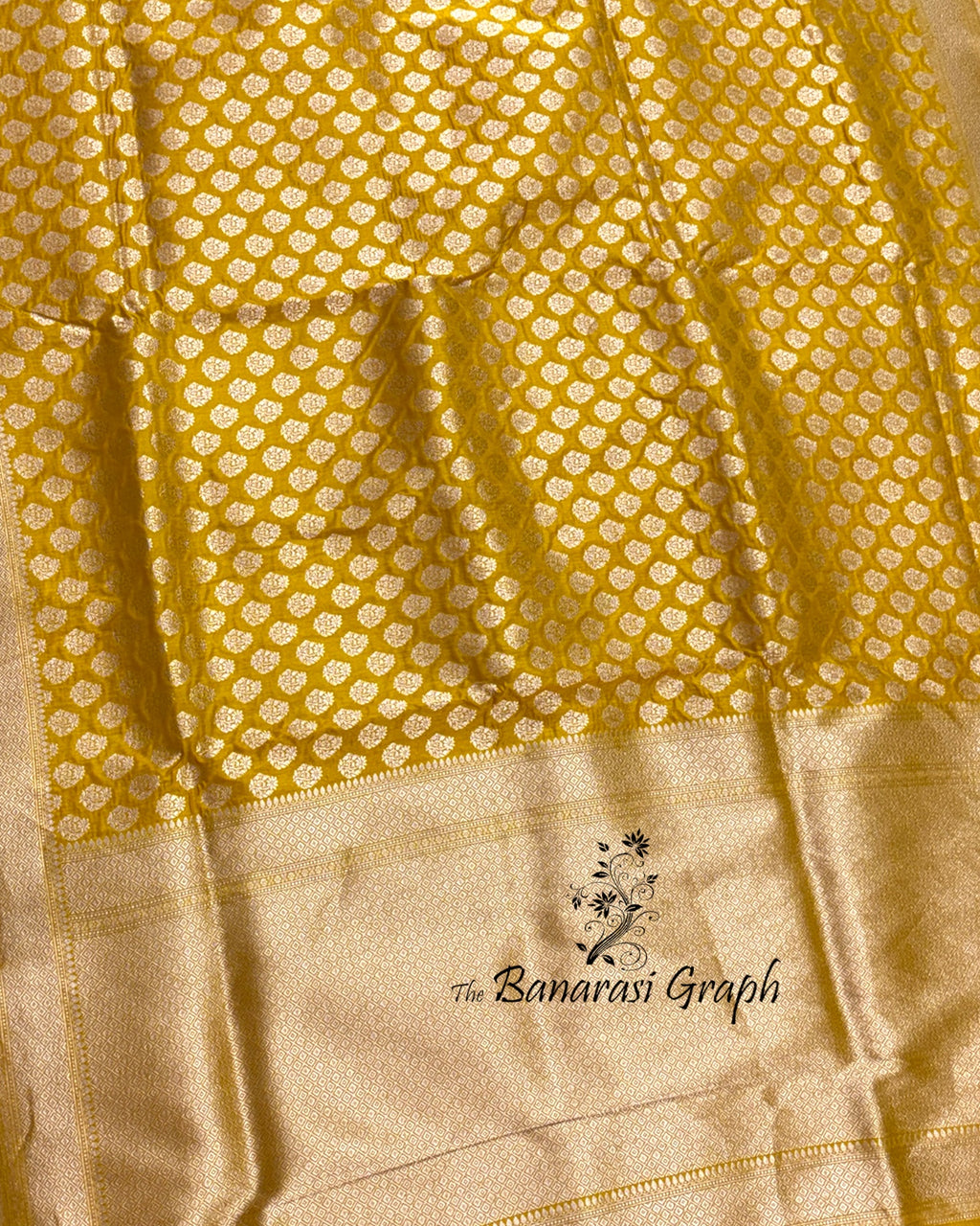 Yellow Pure Katan Handloom Silk - All Over Booti Work Banarasi Saree