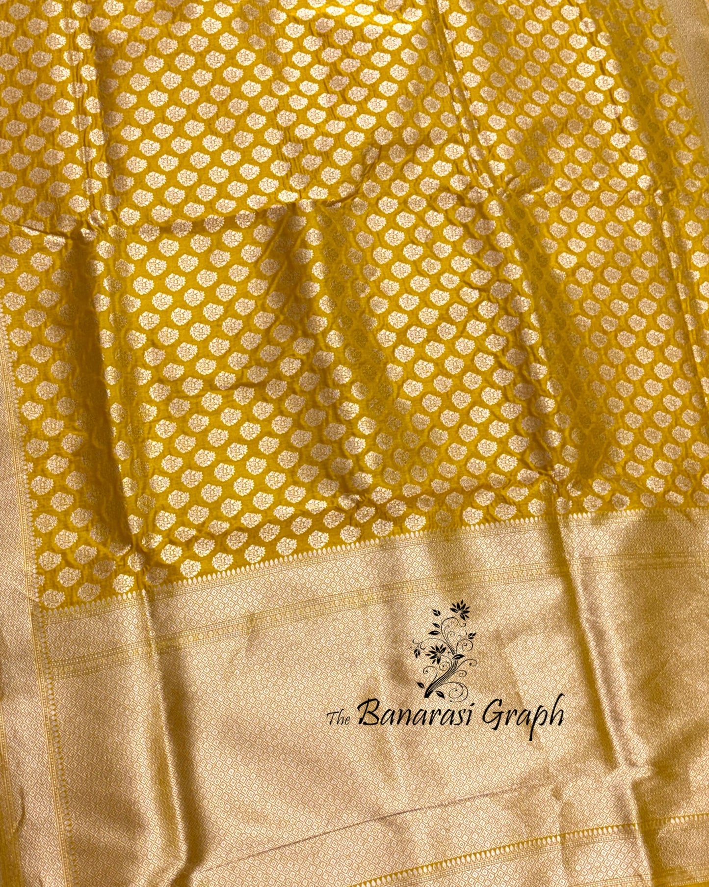 Yellow Pure Katan Uppada Handloom Silk - All Over Booti Work Banarasi Saree