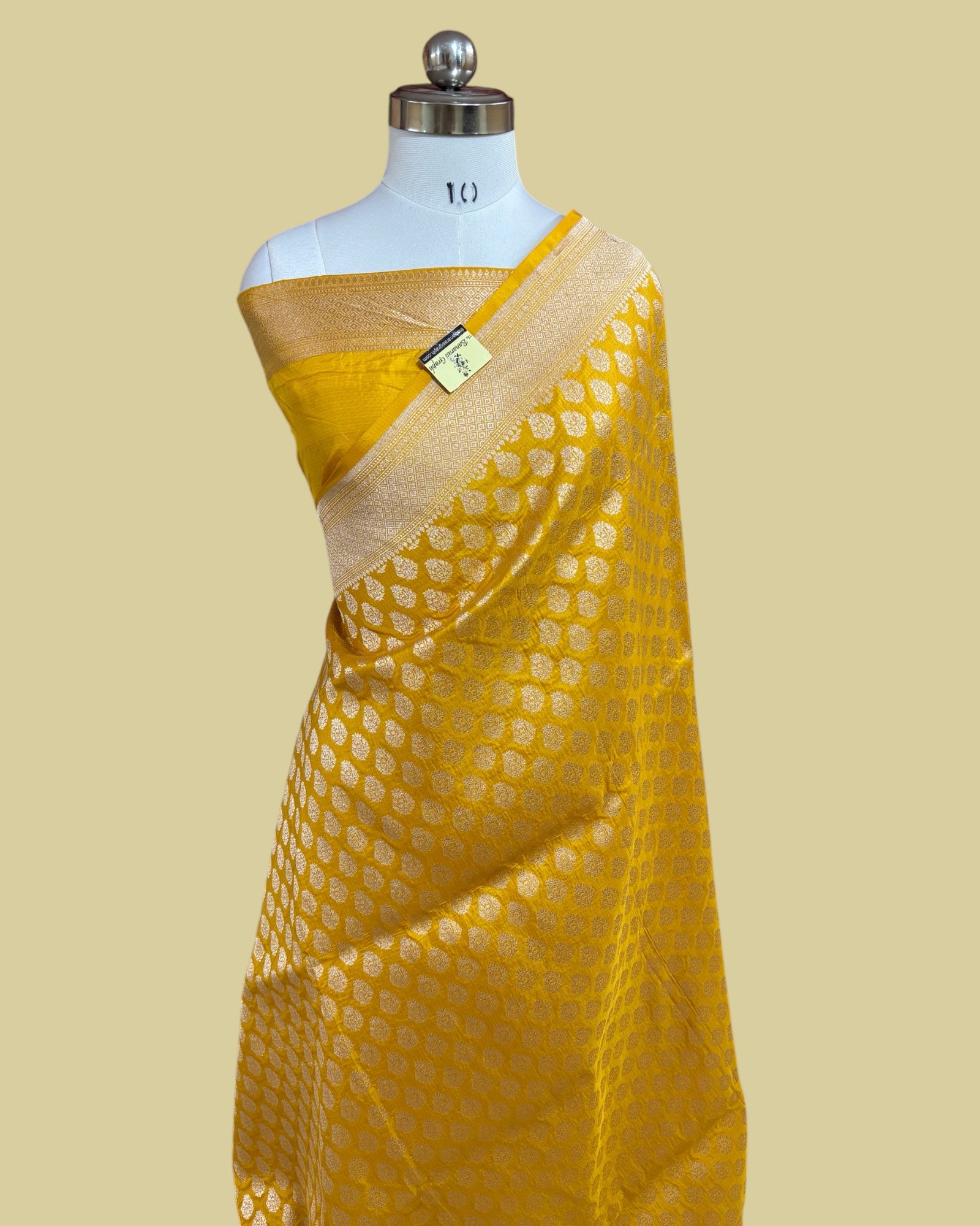 Yellow Pure Katan Handloom Silk - All Over Booti Work Banarasi Saree
