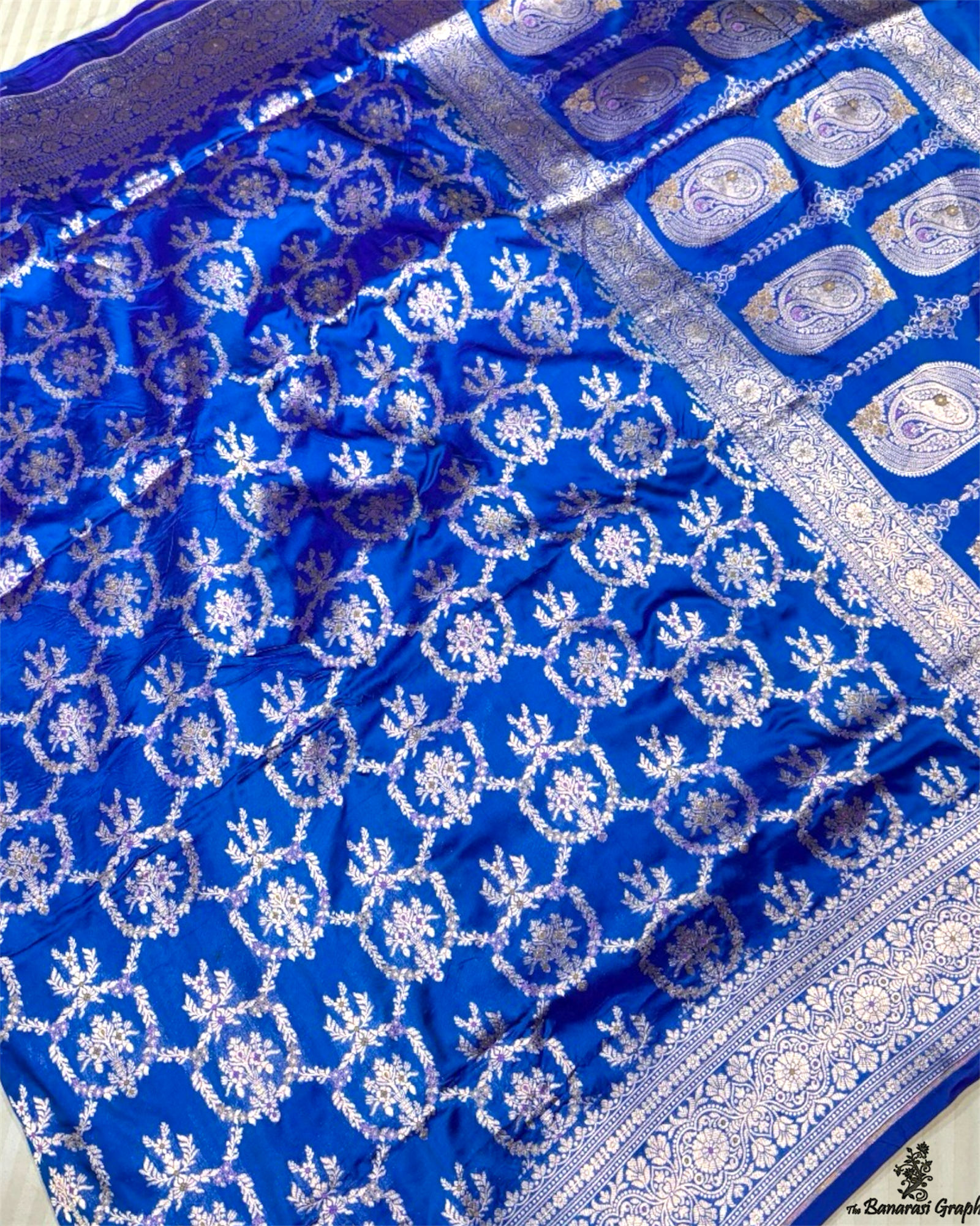 Pure Katan Handloom Silk - All Over Jaal Work with Meenakari Banarasi Saree