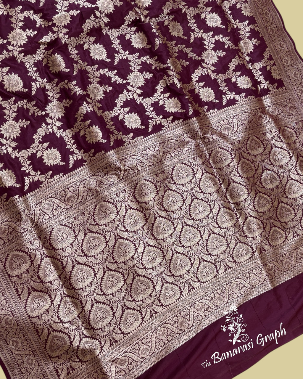 Violet Pure Katan Handloom Silk - All Over Jaal Work Banarasi Saree