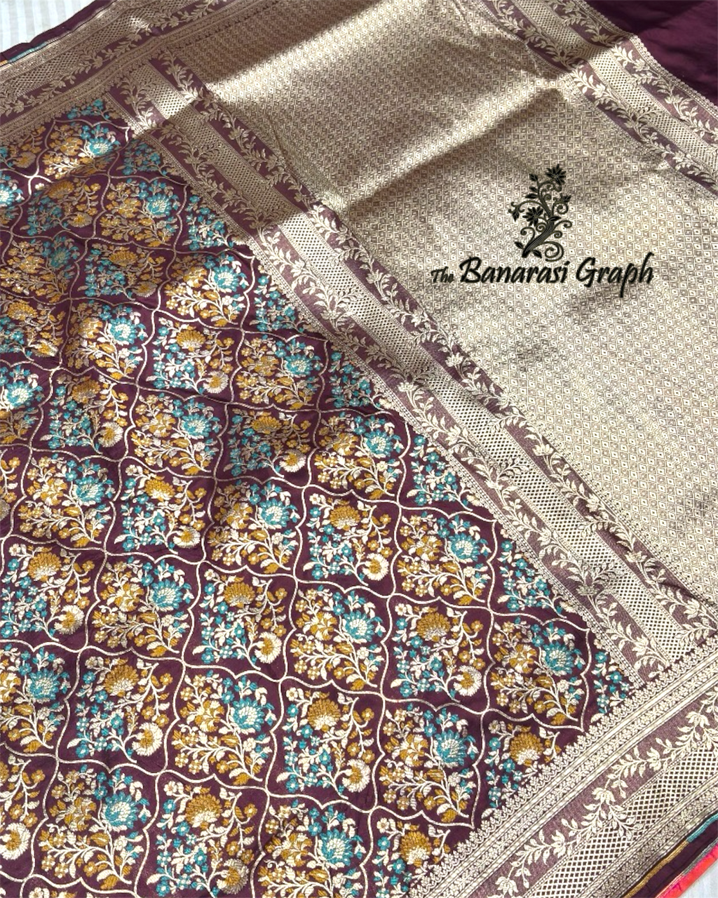 Pure Katan Handloom Silk -All Over Jaal Work with Meenakari Banarasi Saree