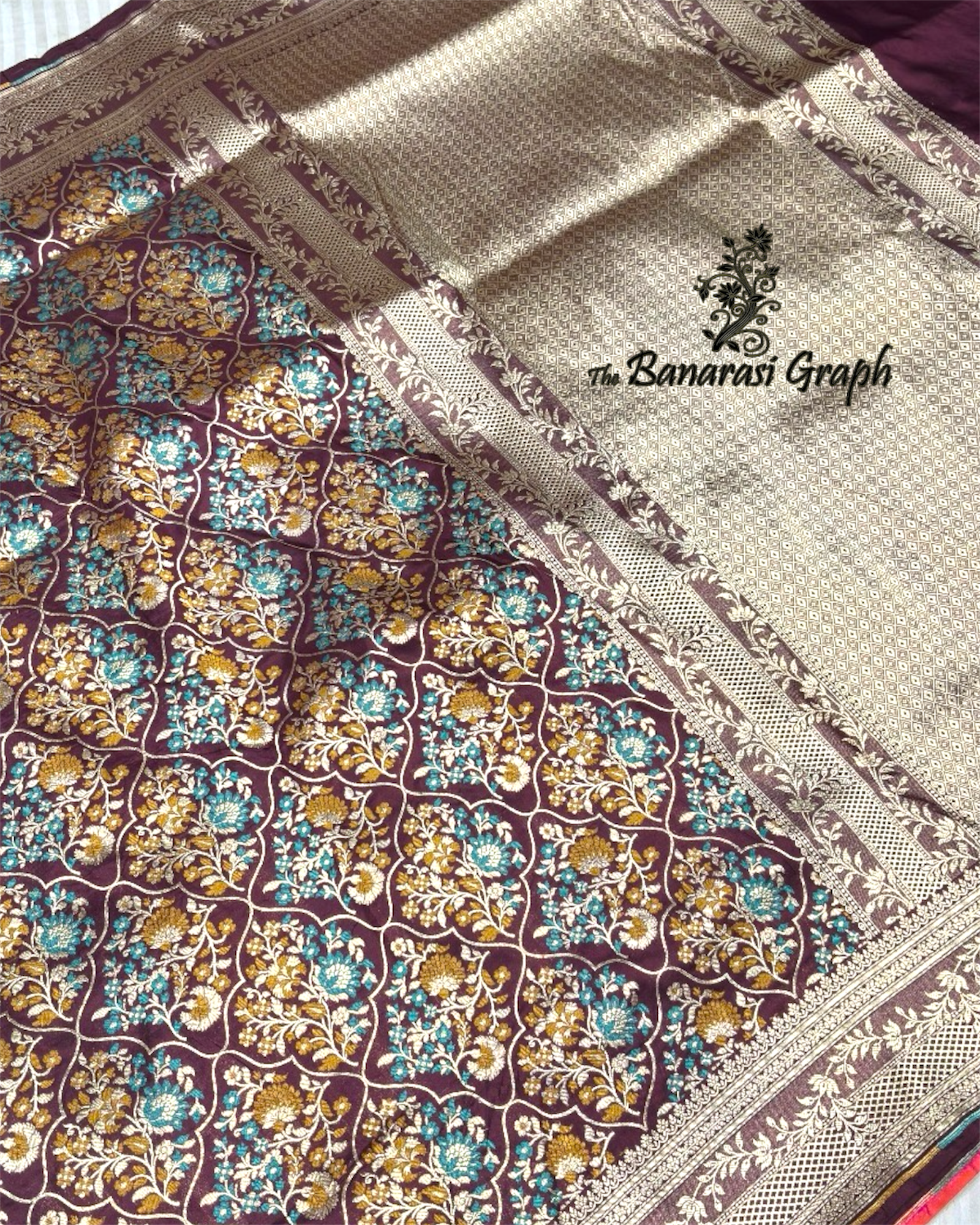 Pure Katan Handloom Silk -All Over Jaal Work with Meenakari Banarasi Saree