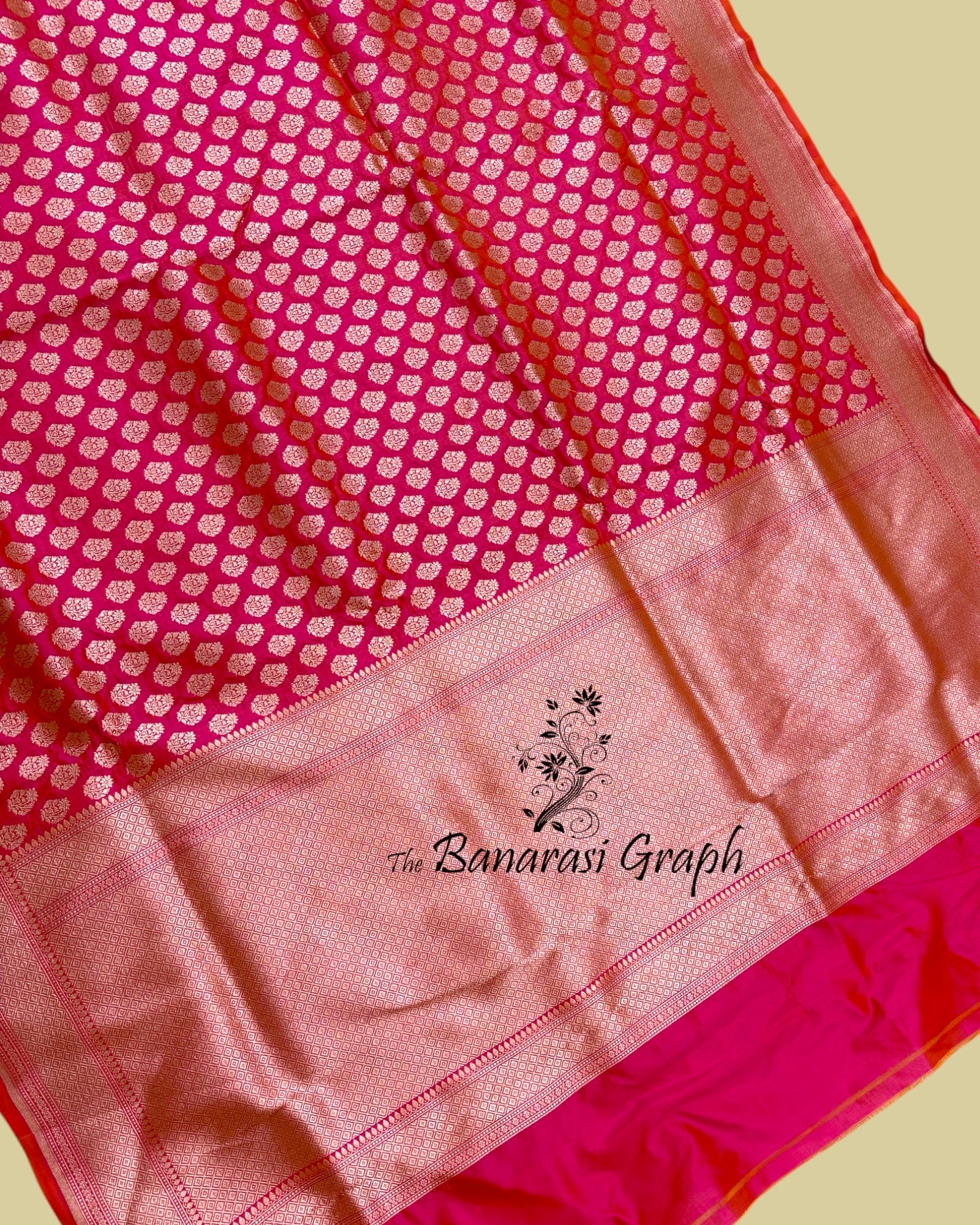 Pink Pure Katan Handloom Silk - All Over Booti Work Banarasi Saree