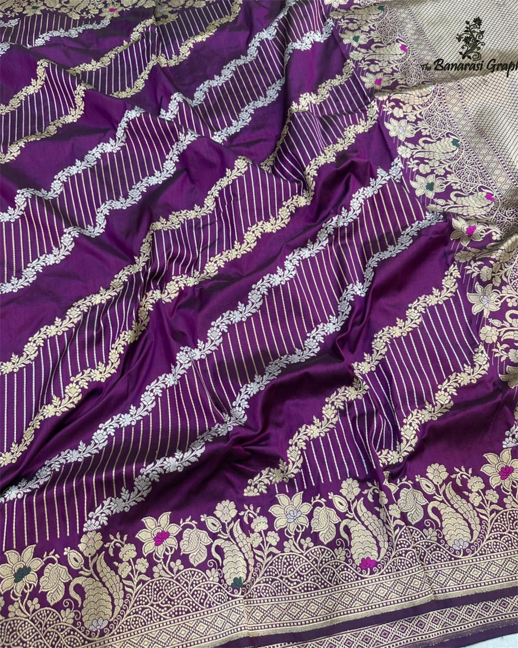 Pure Katan Handloom Silk - Kadhua Motifs Sona Rupa Work with Meenakari Banarasi Saree