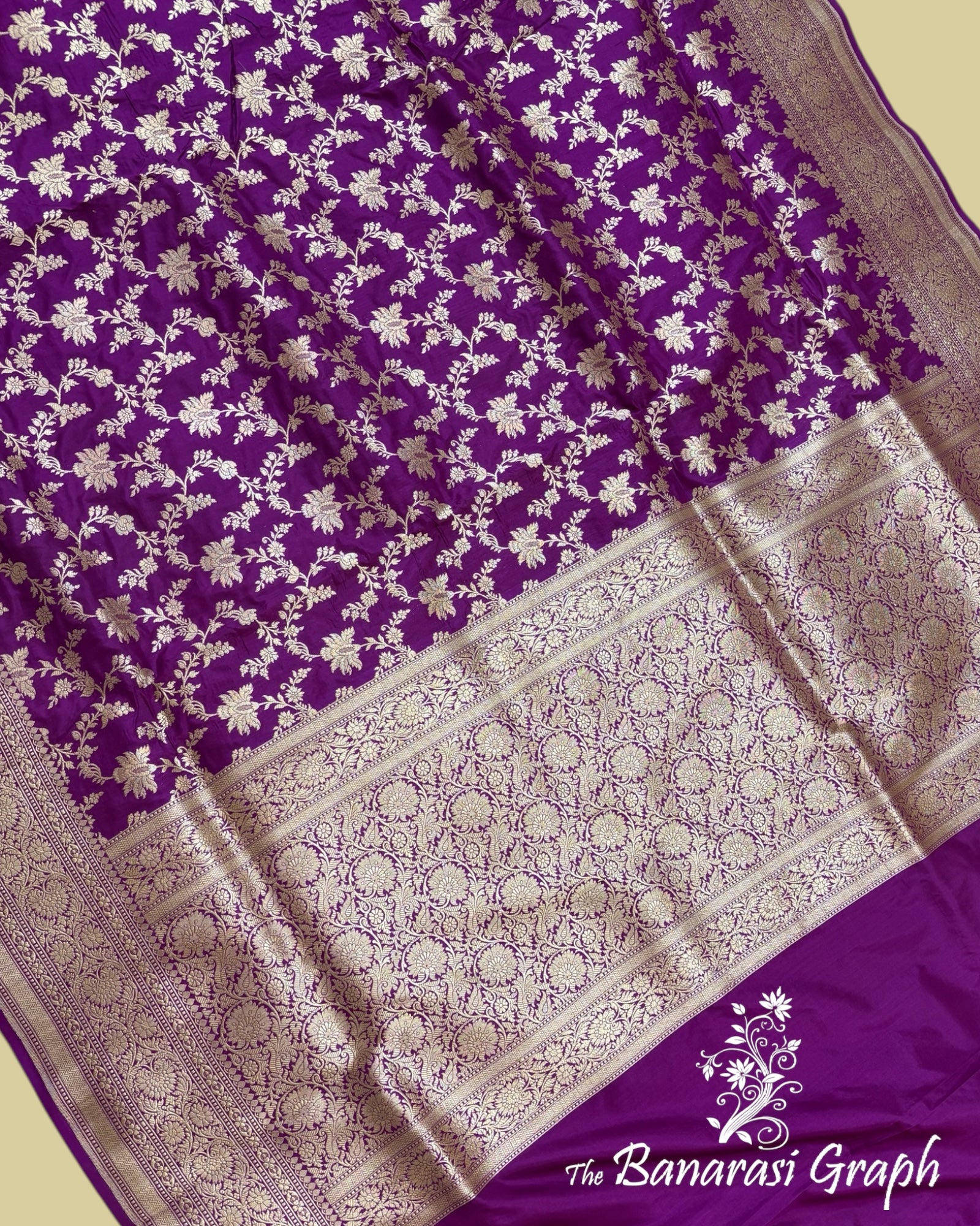 Magenta Pure Katan Handloom Silk - All Over Jaal Work Banarasi Saree