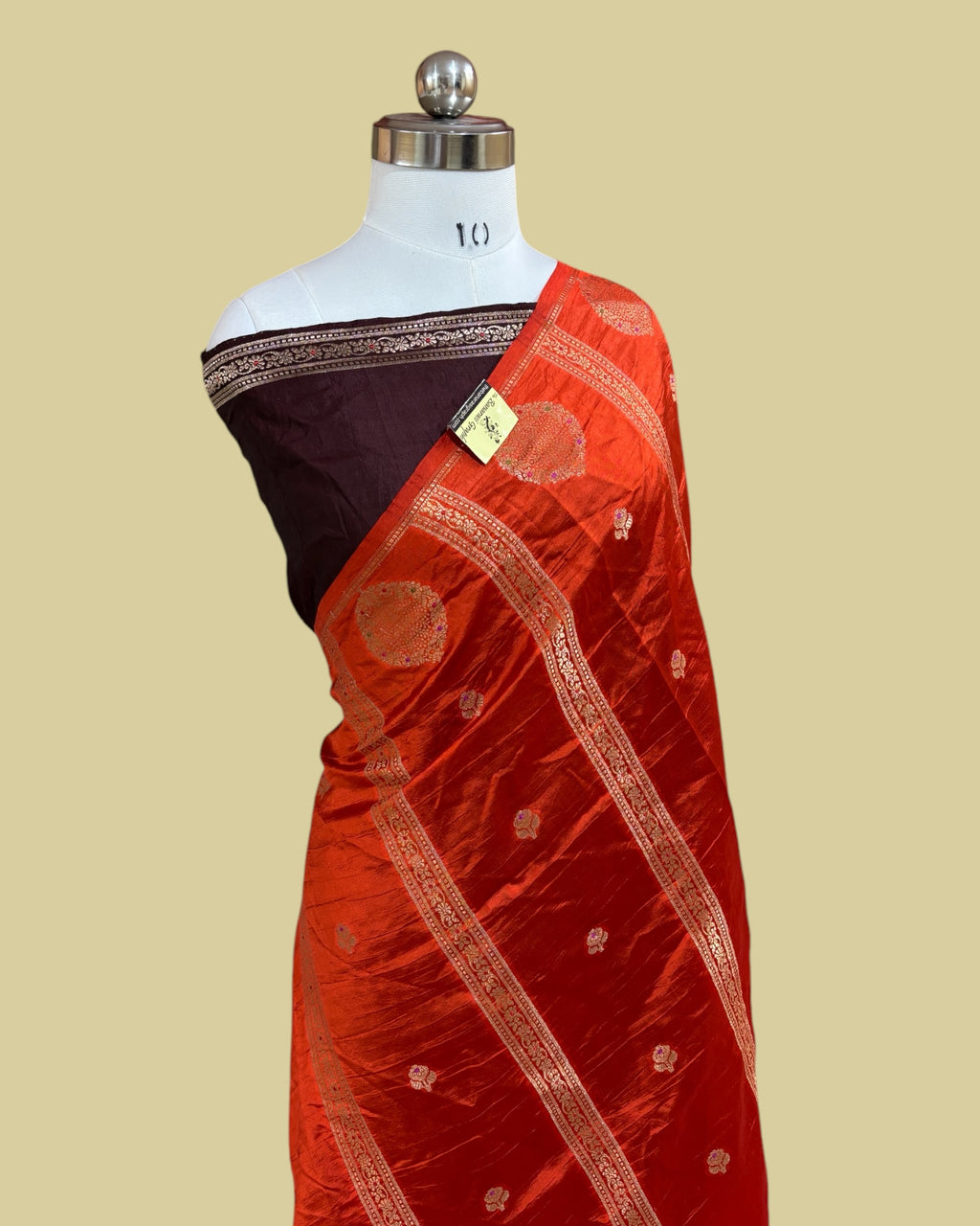 Orange Pure Raw Mango Kadhua Silk - Banarasi Saree