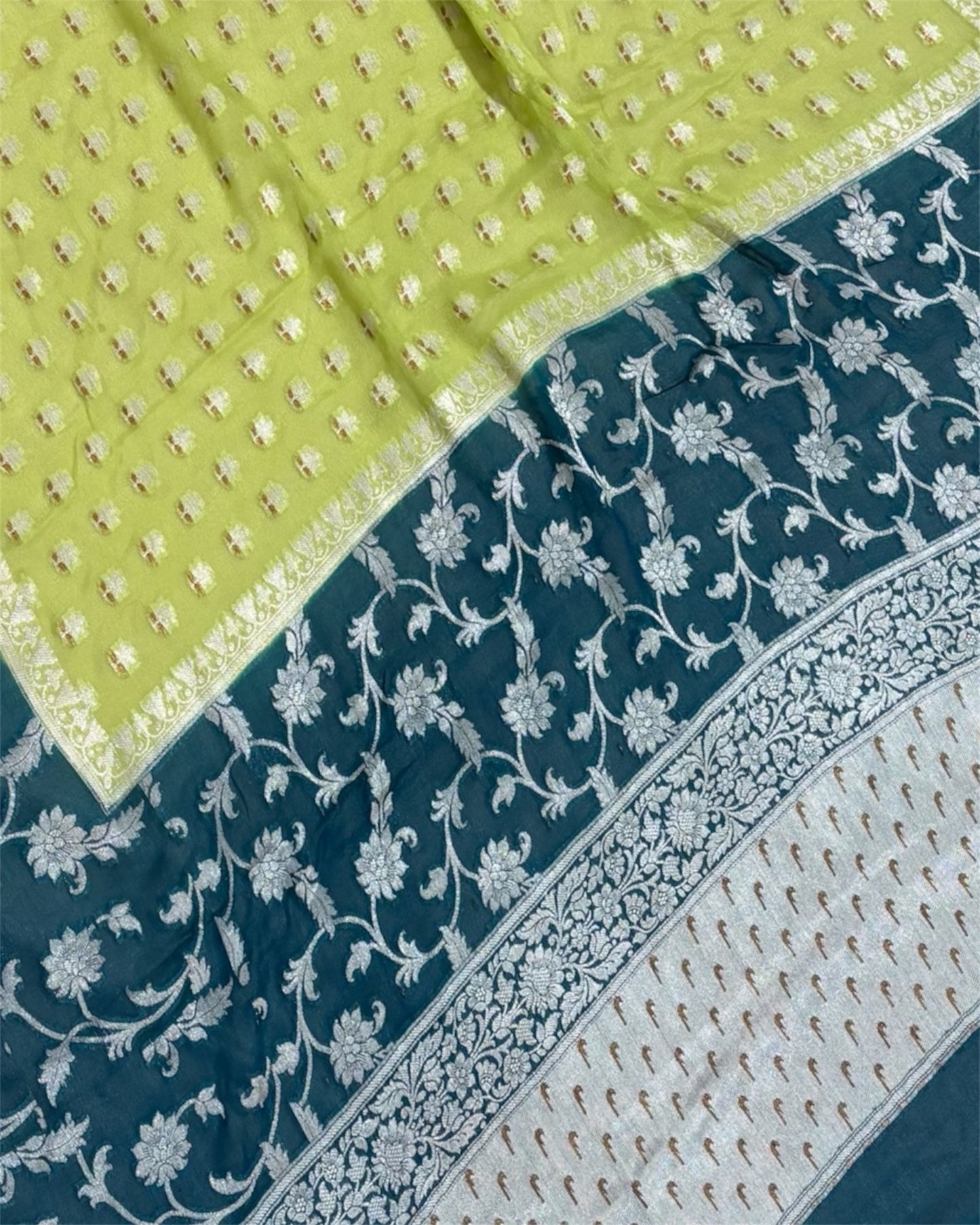 Pure Khaddi Chiffon Reshmi Zari - Banarasi Saree