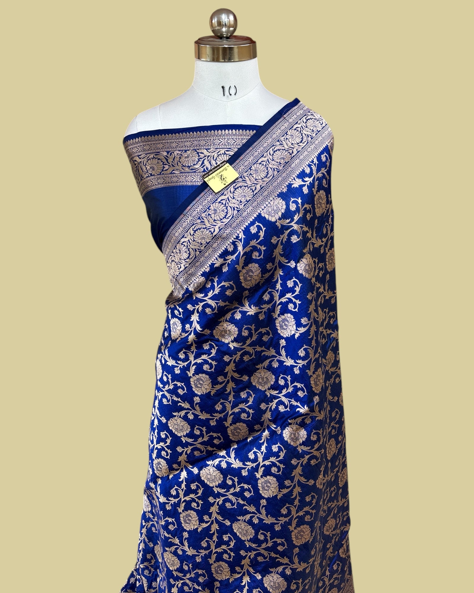 Royal Blue Pure Katan Handloom Silk - All Over Jaal Work Banarasi Saree