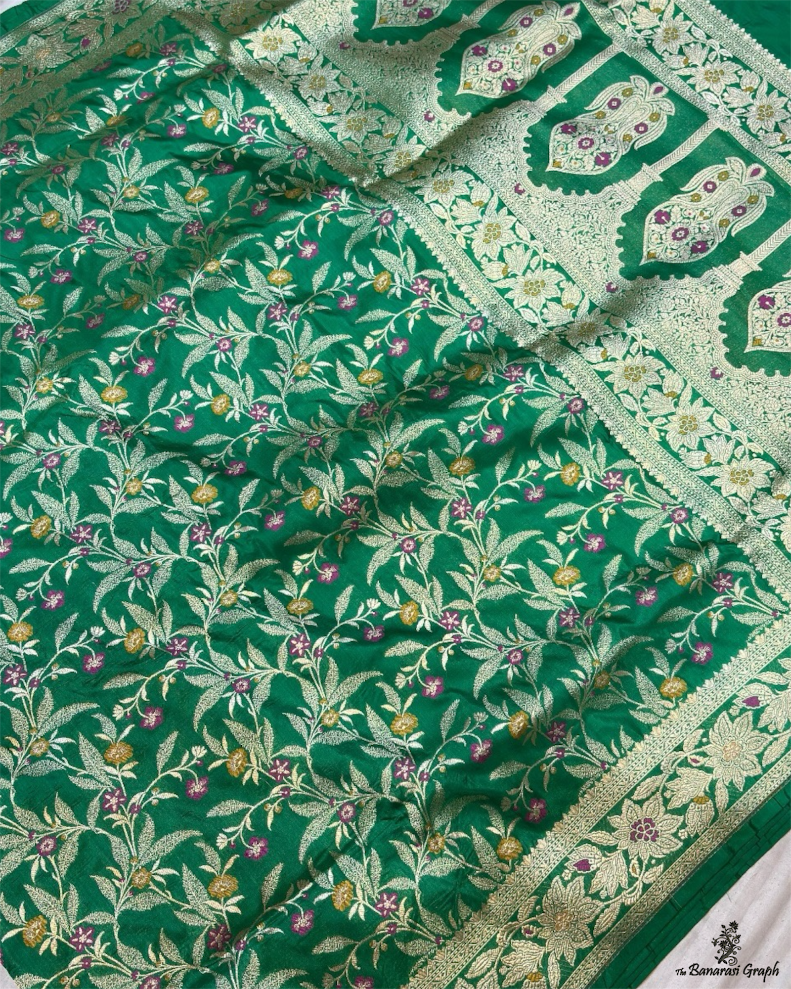 Pure Katan Handloom Silk - All Over Jaal Work with Meenakari Banarasi Saree