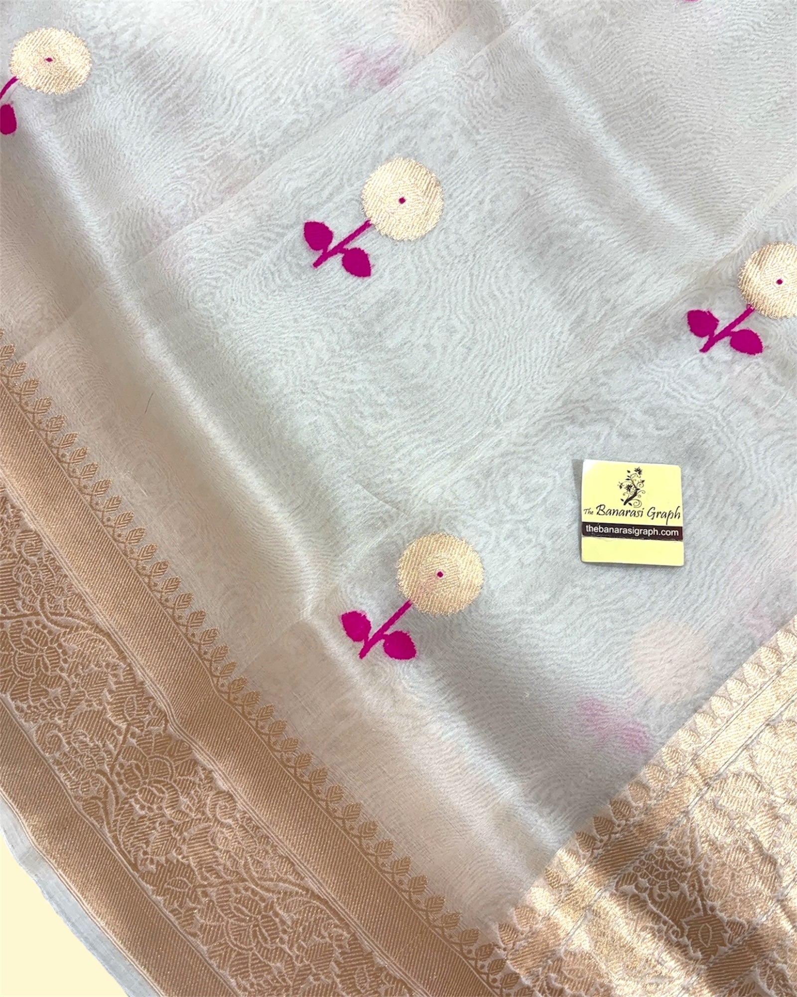 Pure Kora Handloom Silk - Kadhua Motifs Banarasi Saree