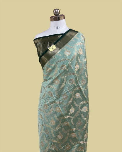 Pure Chiniya Silk - All Over Jaal Work Banarasi Saree