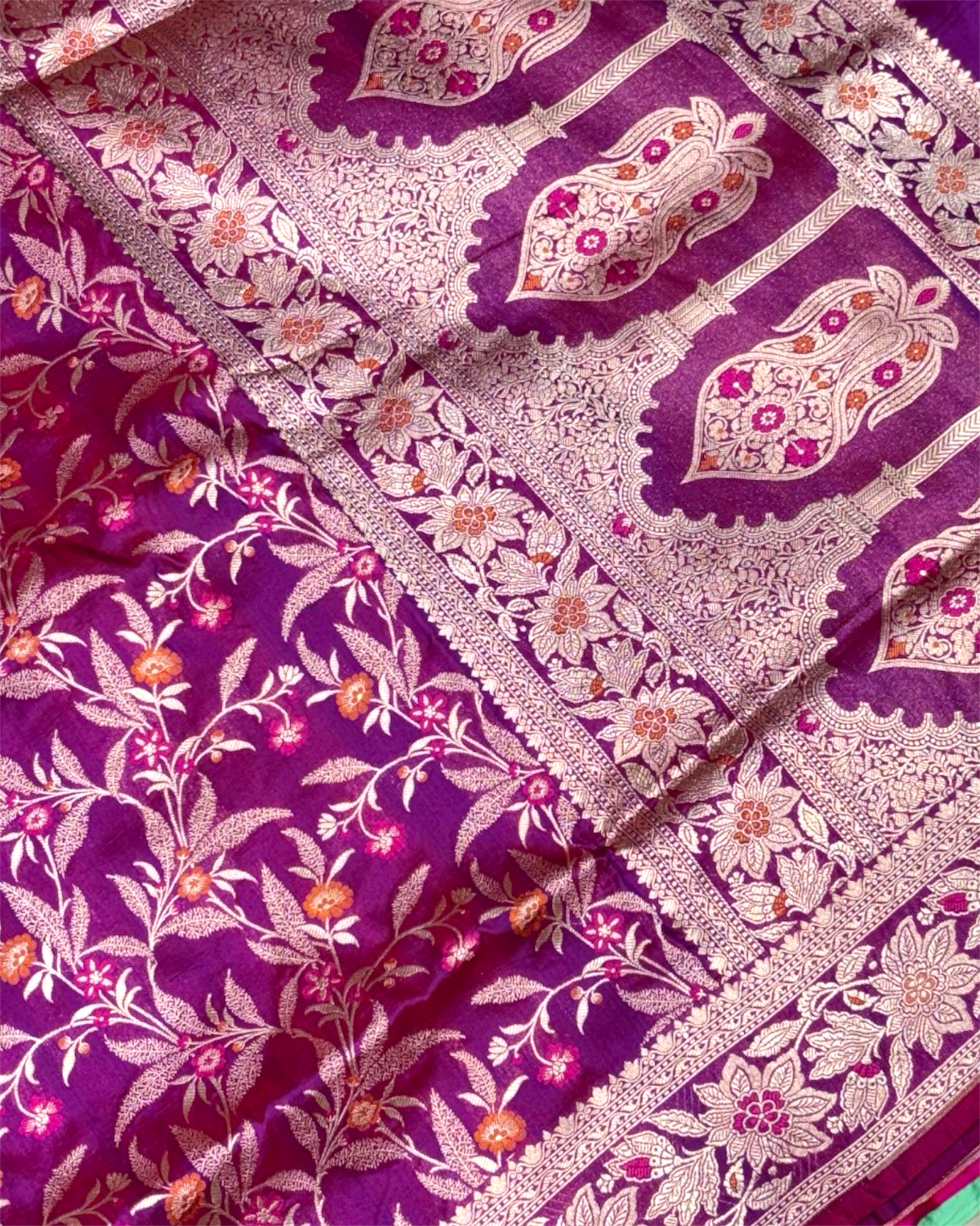 Pure Katan Handloom Silk - All Over Jaal Work with Meenakari Banarasi Saree