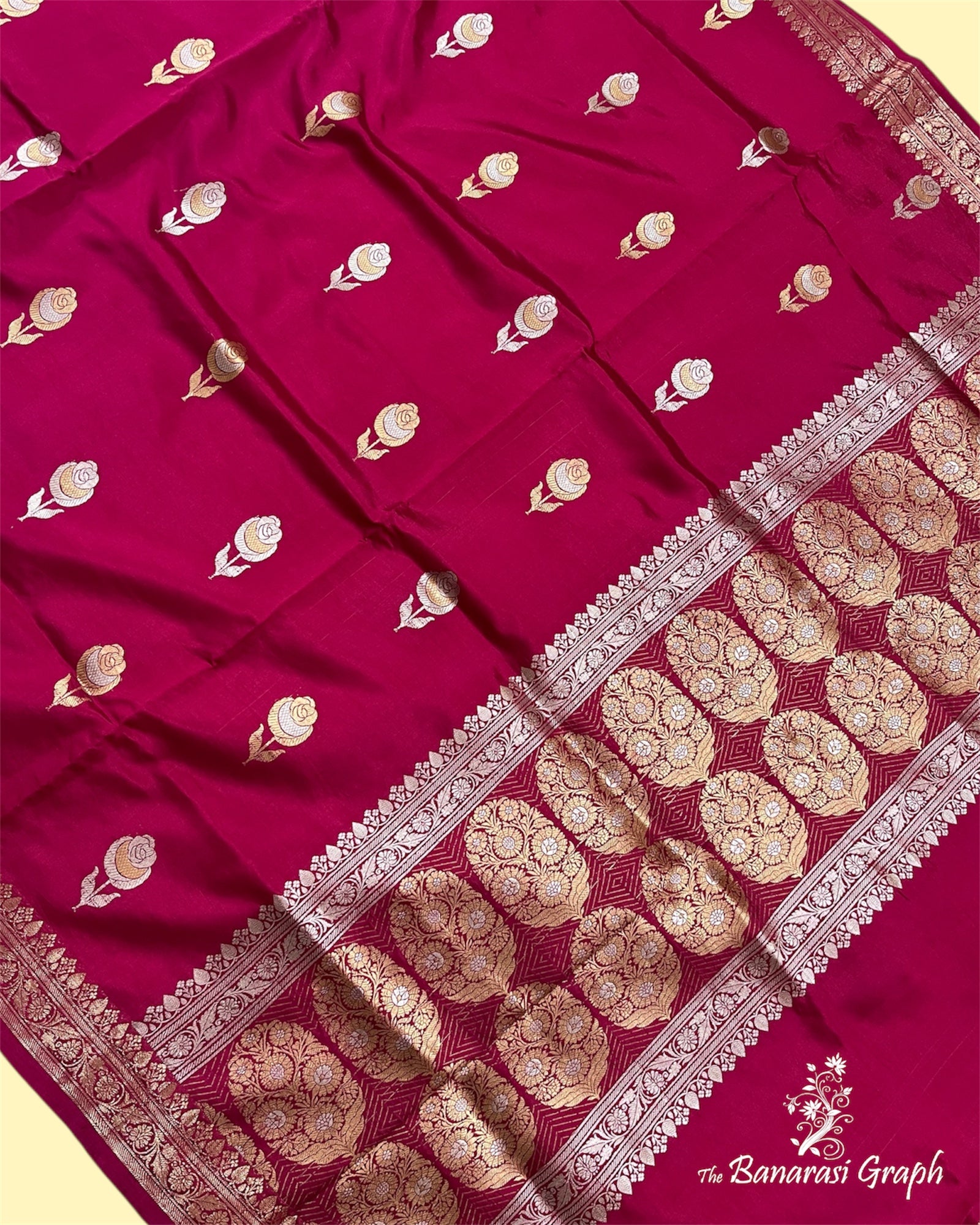 Pure Raw Mango Handloom Silk - Kadhua Motifs Sona Rupa Banarasi Saree