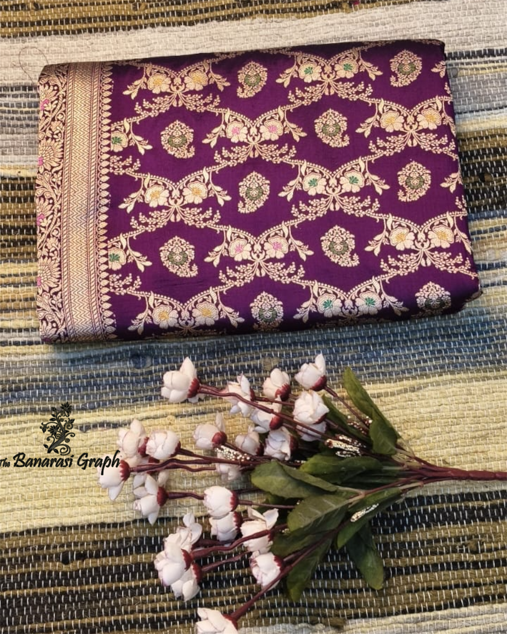 Violet Pure Katan Handloom Silk - All Over Jaal Work with Meenakari Banarasi Saree