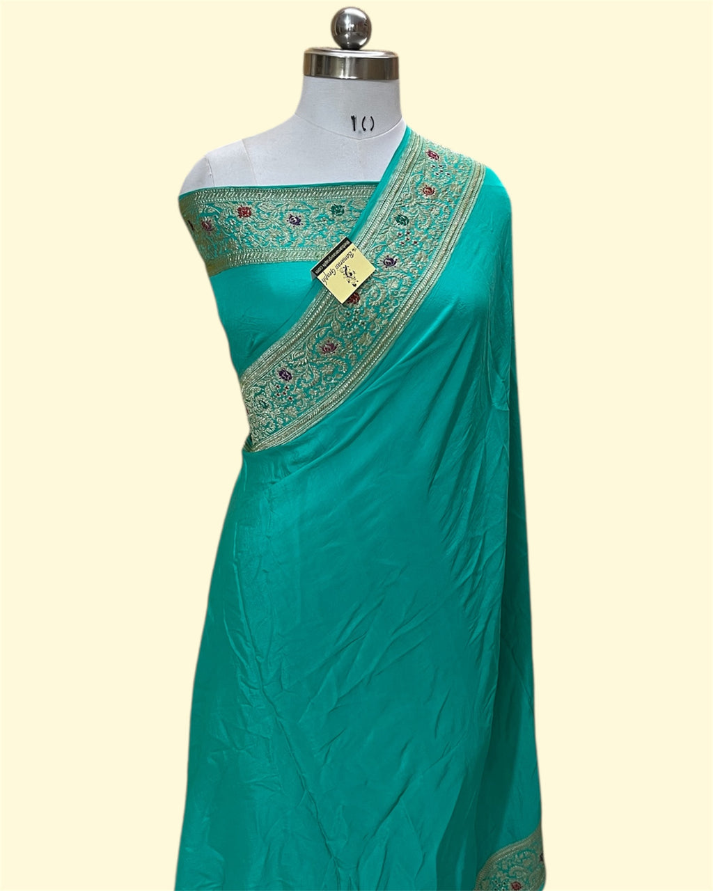 Pure Crape Katan Handloom Silk - Kadhua Motifs with Meenakari Banarasi Saree