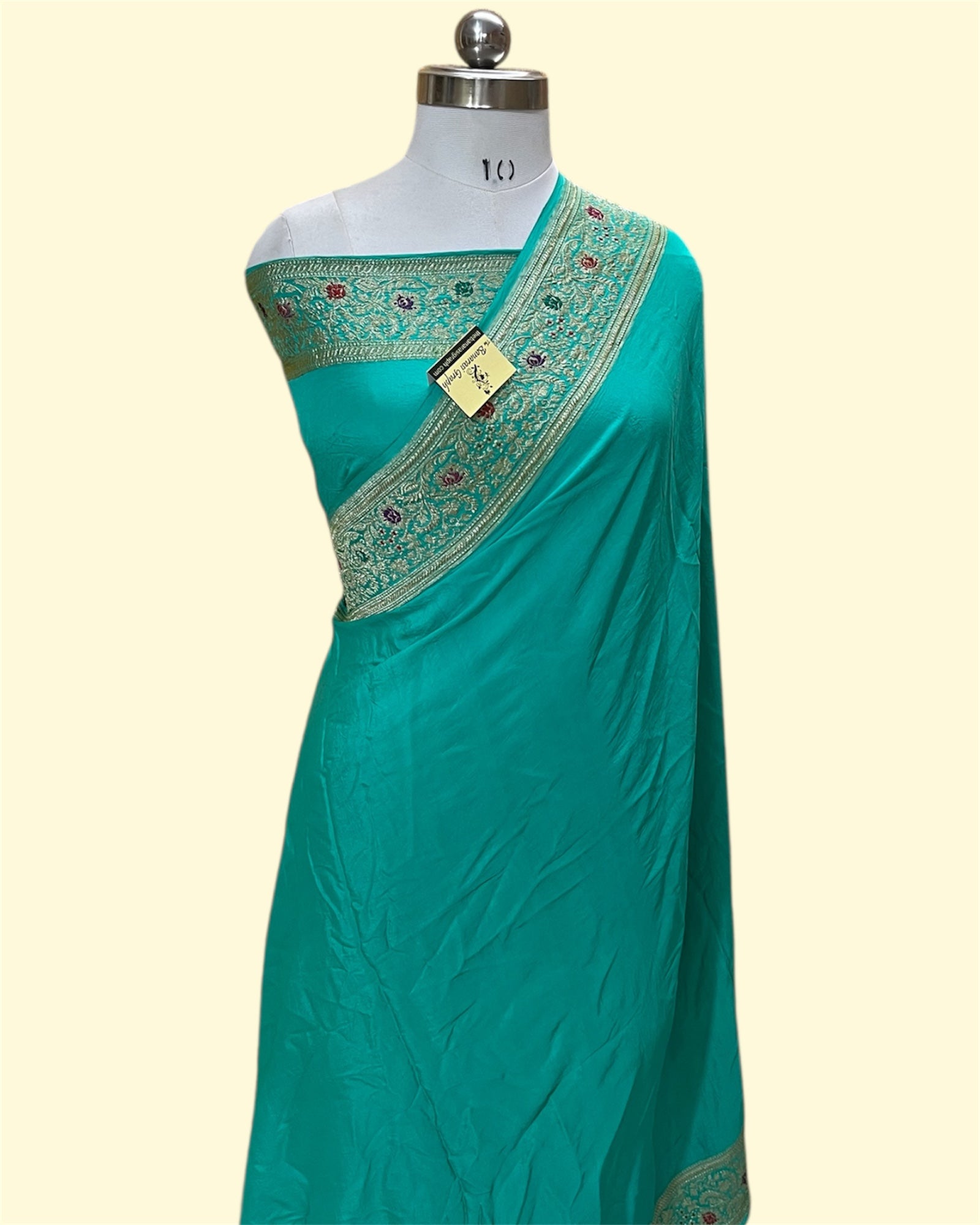 Pure Crape Katan Handloom Silk - Kadhua Motifs with Meenakari Banarasi Saree