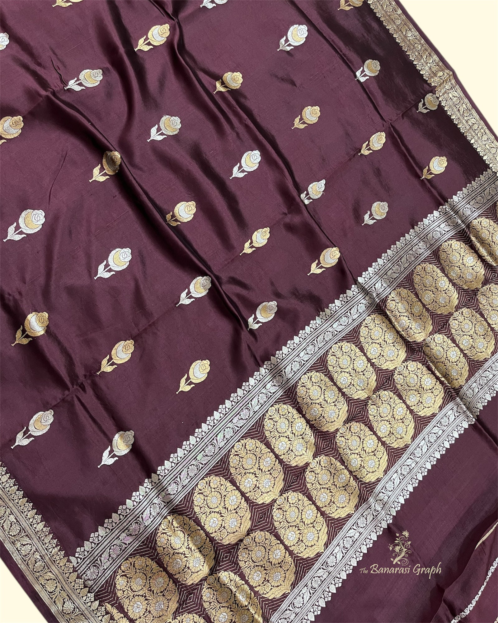 Pure Raw Mango Handloom Silk - Kadhua Motifs Sona Rupa Banarasi Saree
