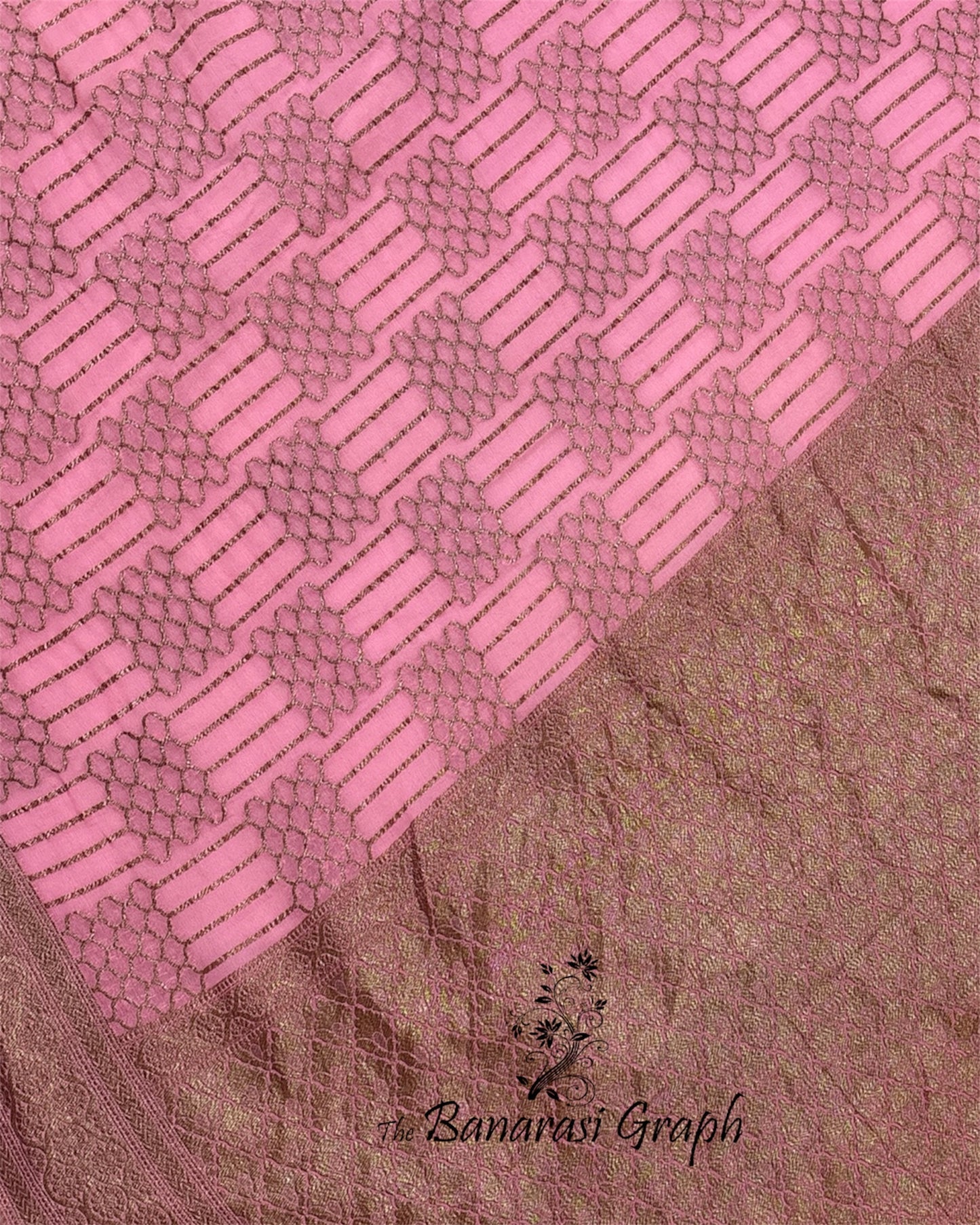 Pink Pure Khaddi Georgette Antique Zari - Banarasi Saree