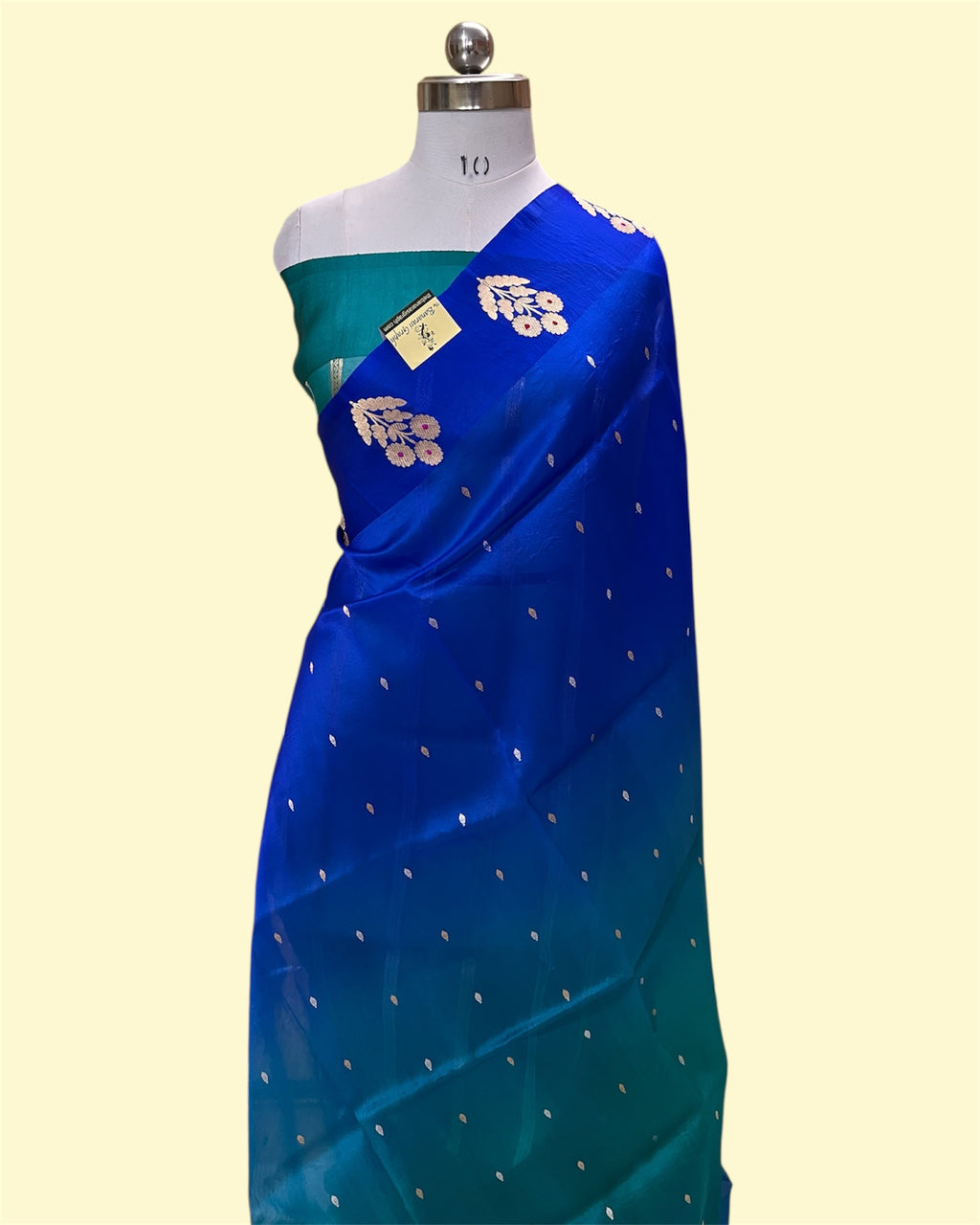 Dual Shade Pure Kora Handloom Silk - Kadhua Motifs with Meenakari Banarasi Saree