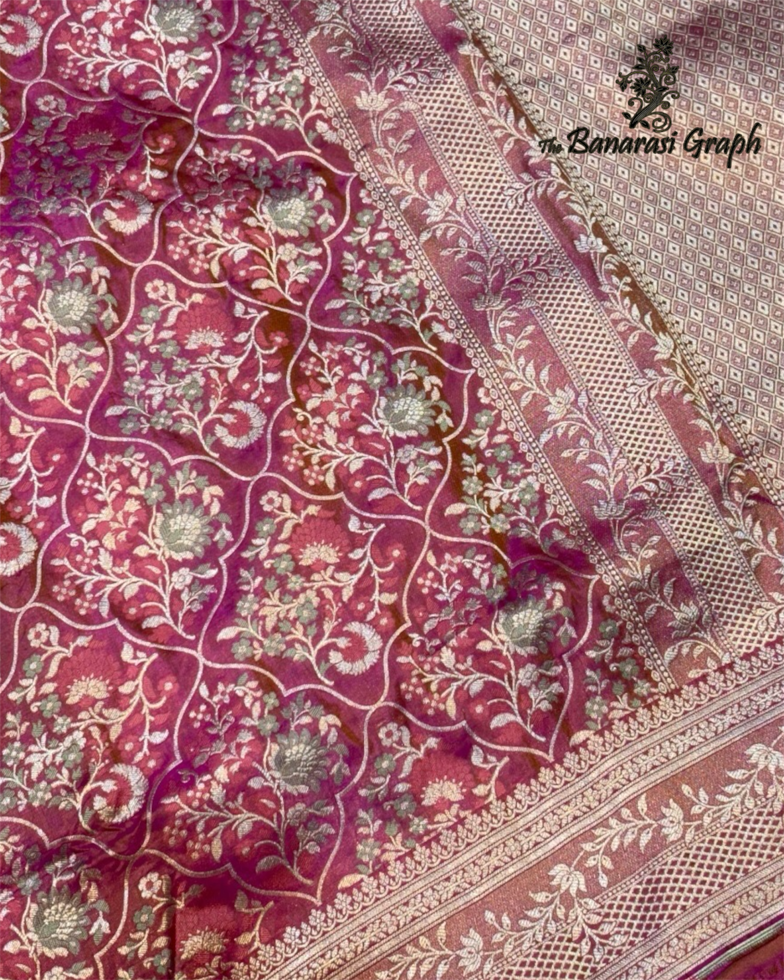 Pure Katan Handloom Silk - All Over Jaal Work with Meenakari Banarasi Saree