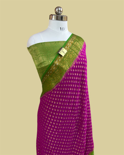 Pure Khaddi Chiffon Reshmi Zari - Banarasi Saree