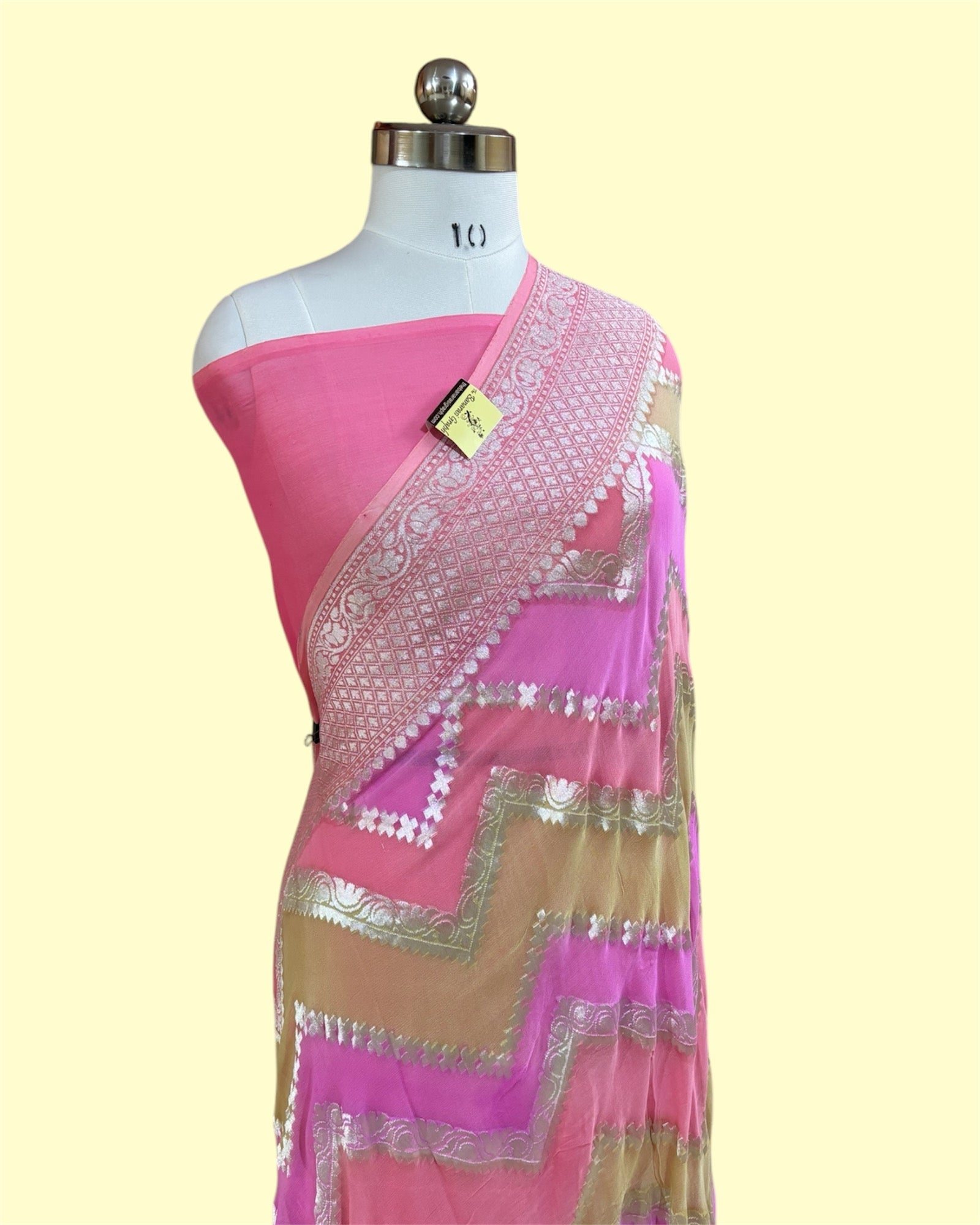 Rangkart Khaddi Georgette Water Zari - With Handbrush Pure Banarasi Saree