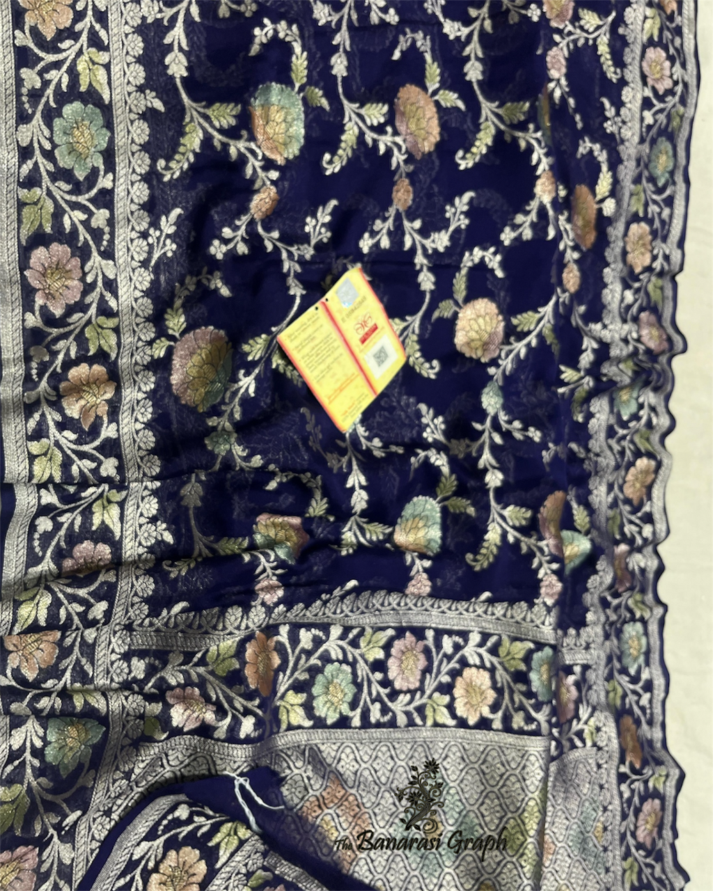 Khaddi Georgette Water Zari with Handbrush Meenakari - Pure Banarasi Saree