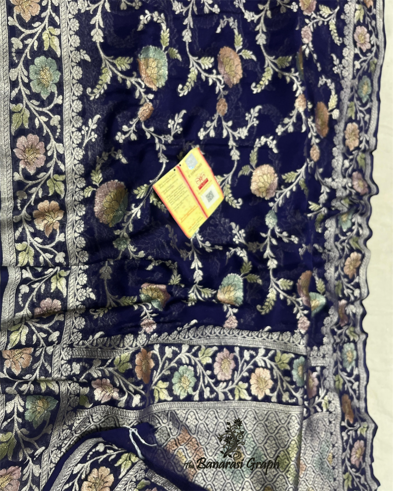 Khaddi Georgette Water Zari with Handbrush Meenakari - Pure Banarasi Saree