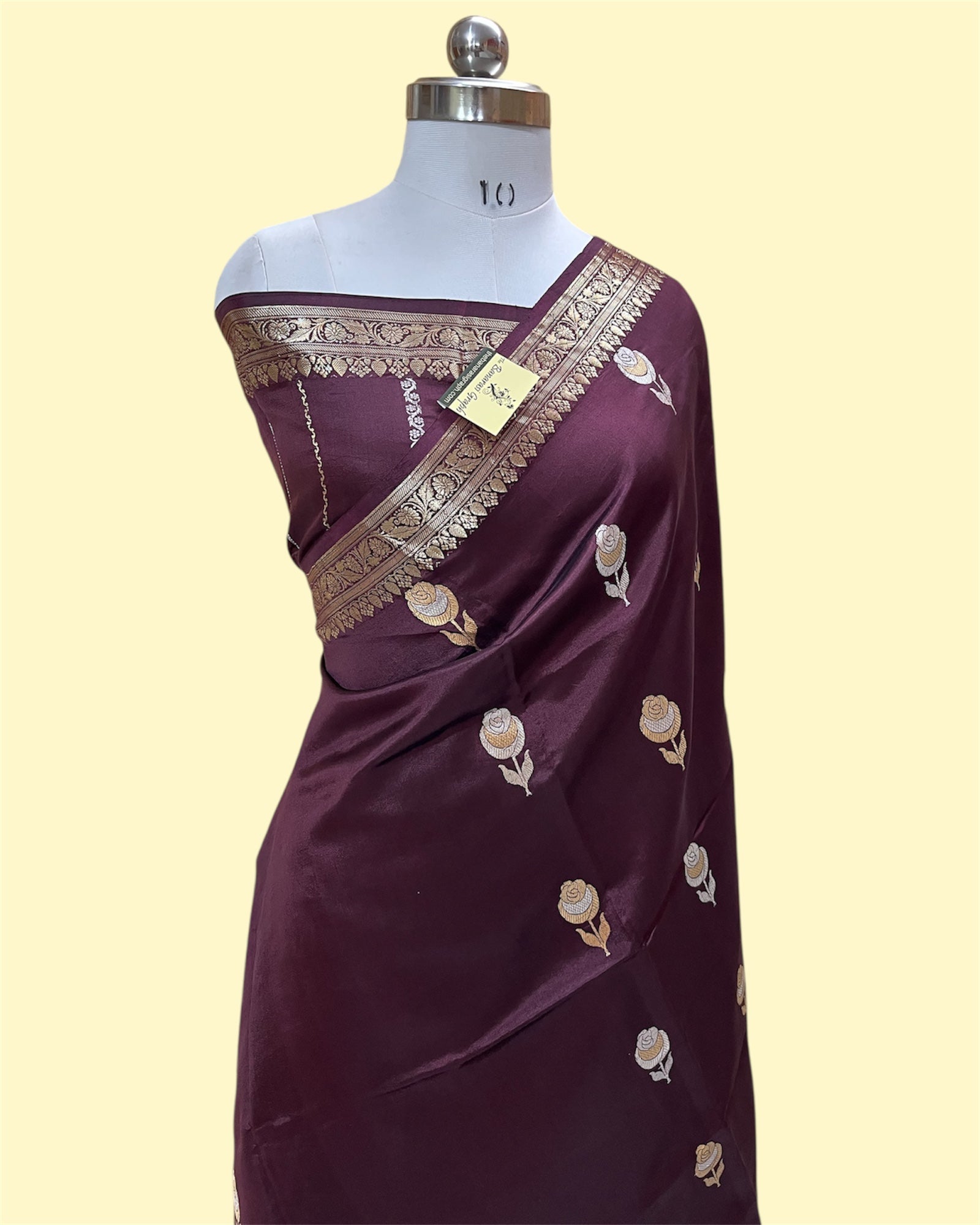 Pure Raw Mango Handloom Silk - Kadhua Motifs Sona Rupa Banarasi Saree